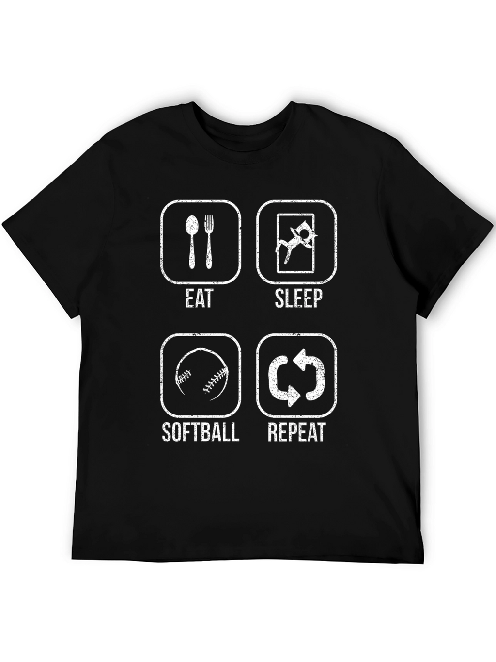 Eat Sleep Softball Repeat Black T-Shirt