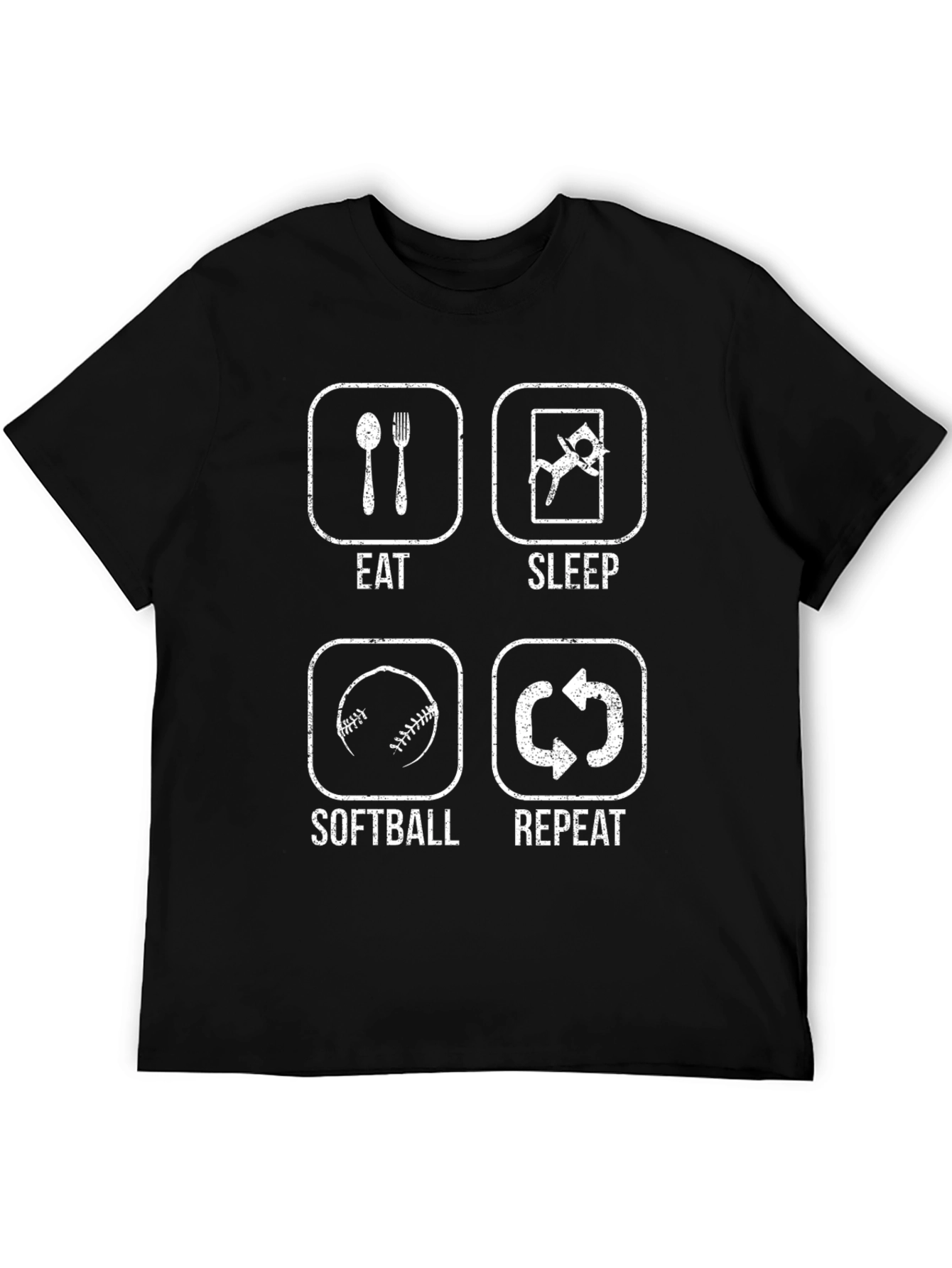 Eat Sleep Softball Repeat Black T-Shirt