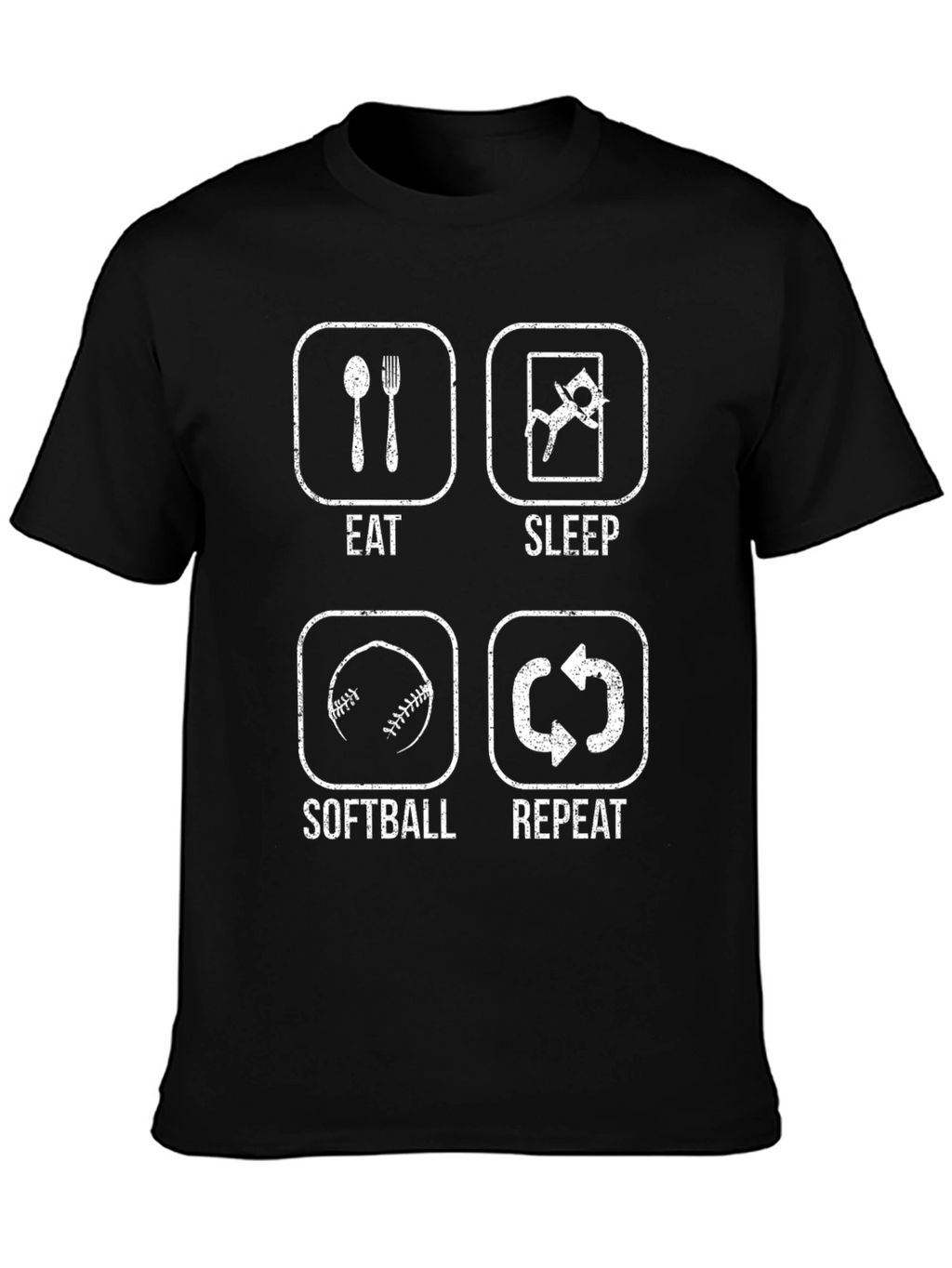 Eat Sleep Softball Repeat Black T-Shirt