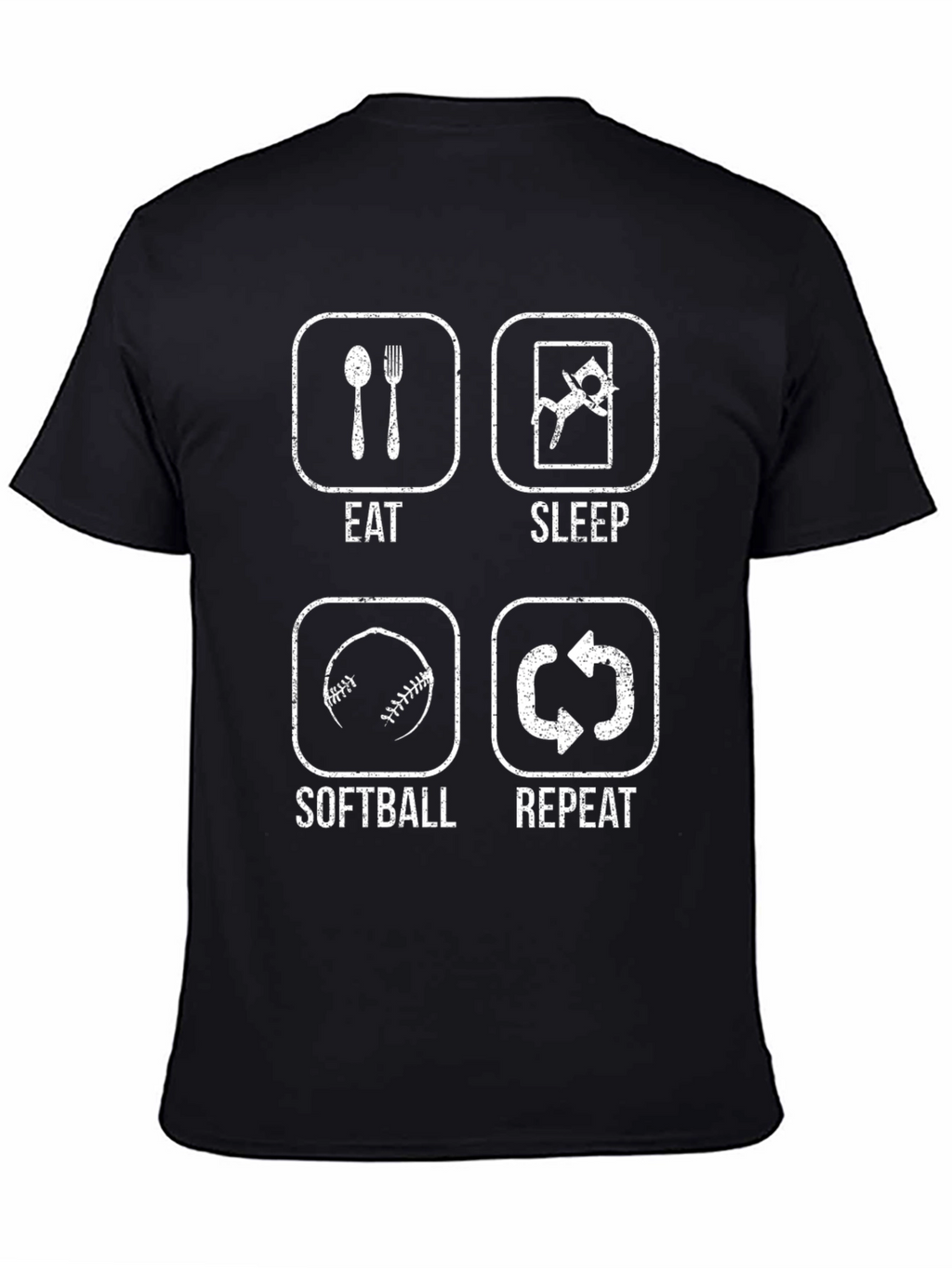 Eat Sleep Softball Repeat Black T-Shirt