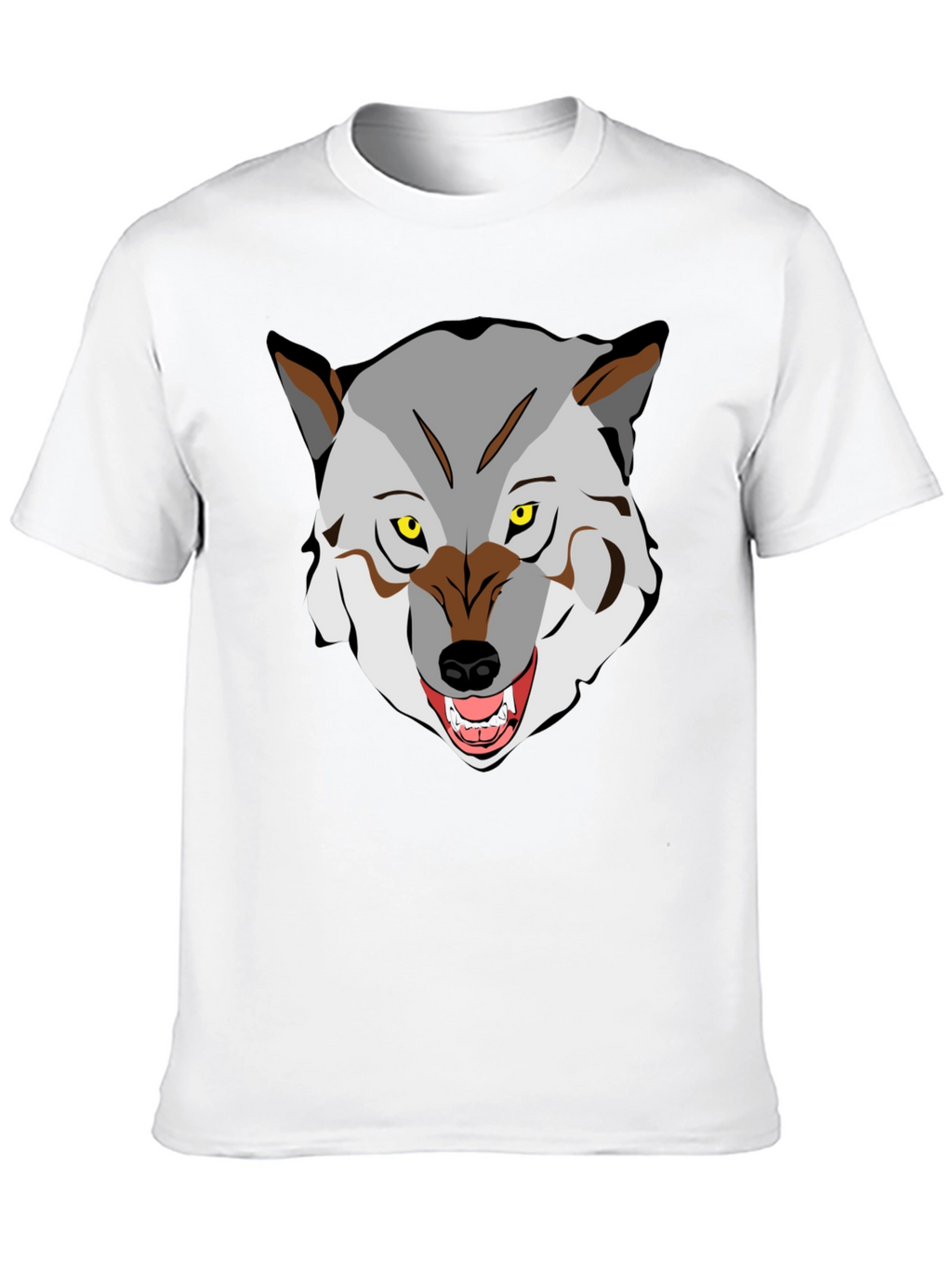 Mens Graphic T-Shirt - Wolf Face Print Black