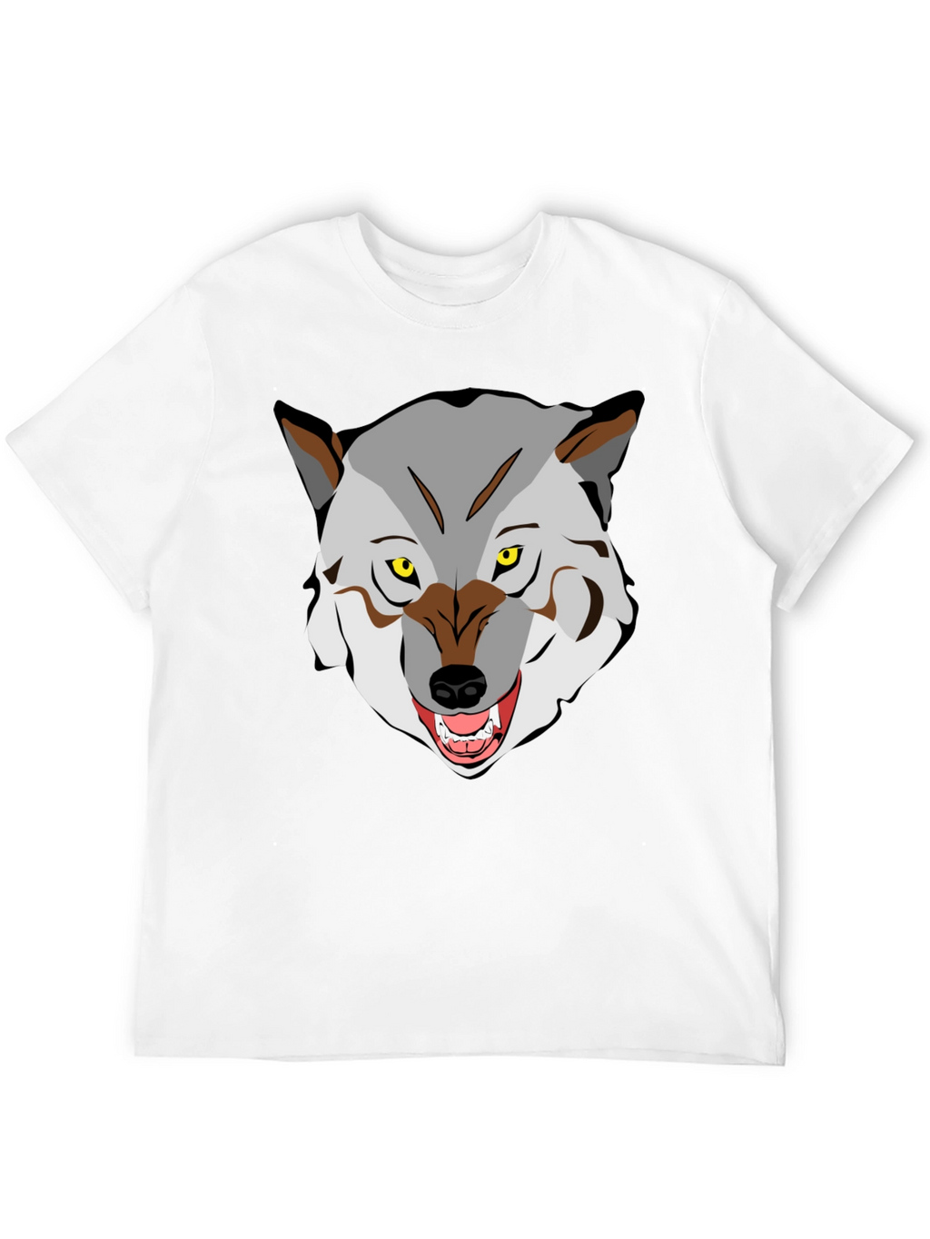 Mens Graphic T-Shirt - Wolf Face Print Black