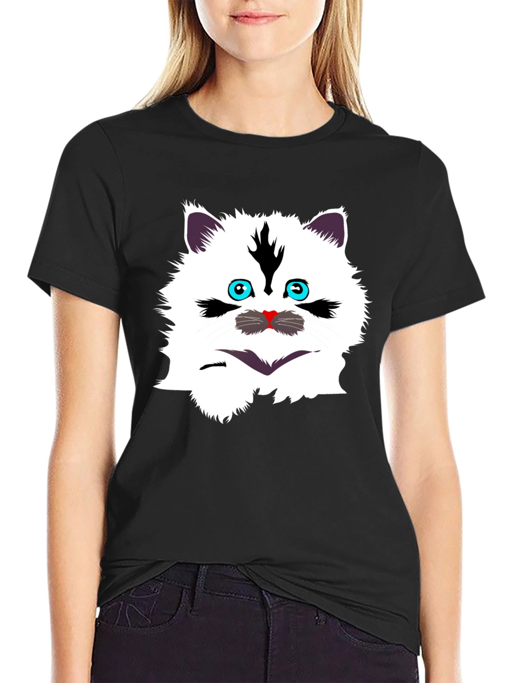 Funny Cat Graphic Tee - Black T-Shirt