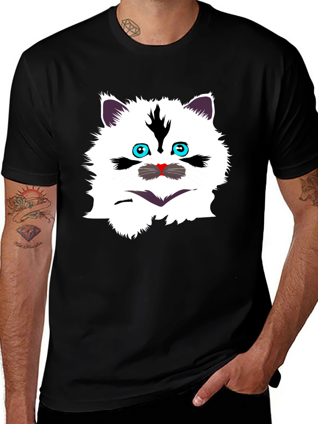 Funny Cat Graphic Tee - Black T-Shirt