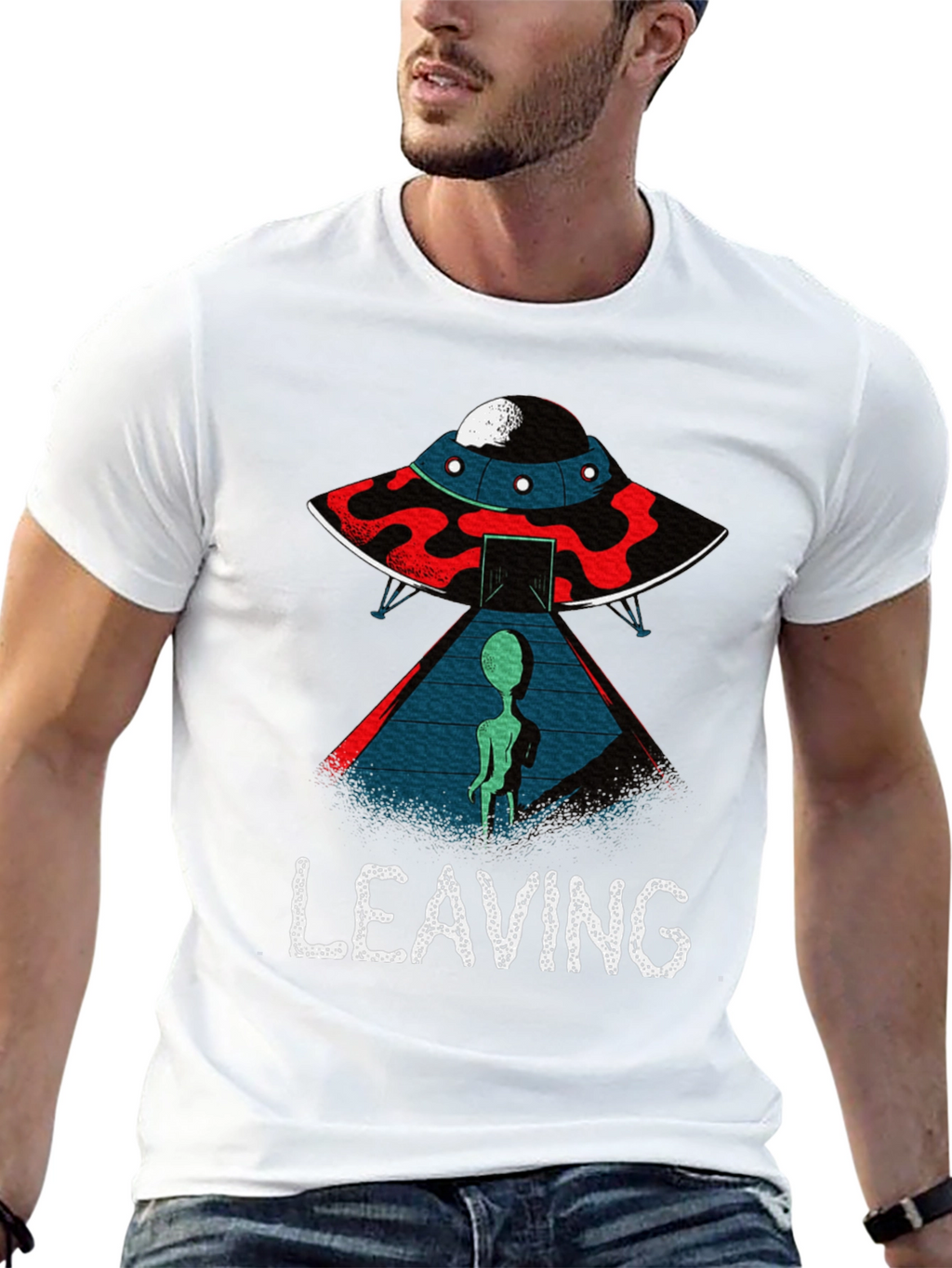 Alien UFO Leaving Graphic T-Shirt