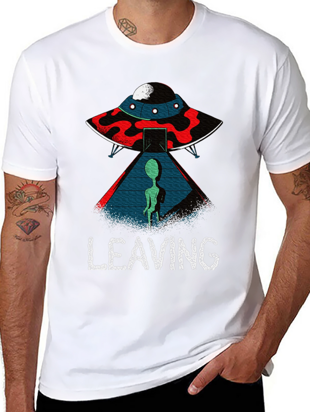 Alien UFO Leaving Graphic T-Shirt