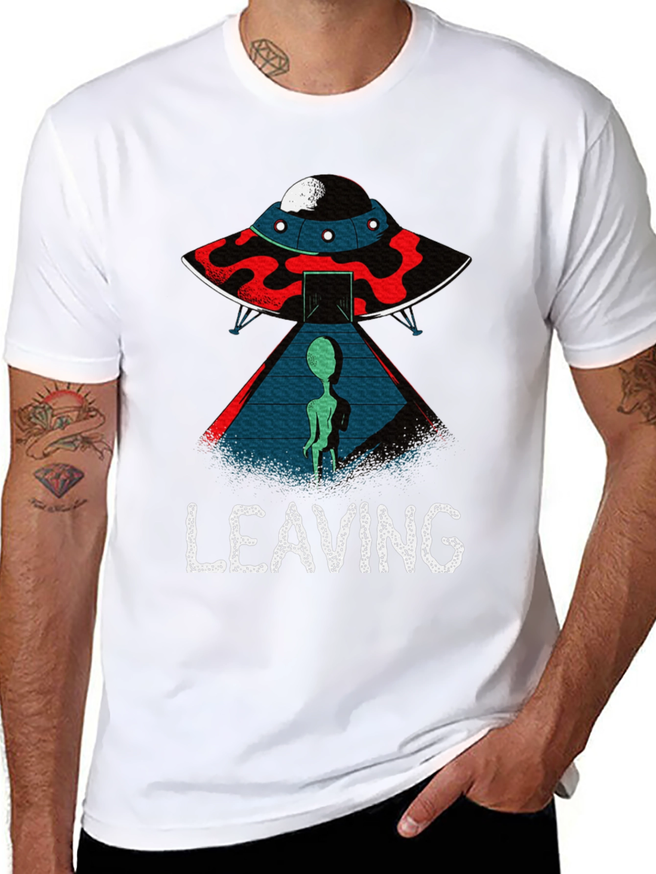 Alien UFO Leaving Graphic T-Shirt