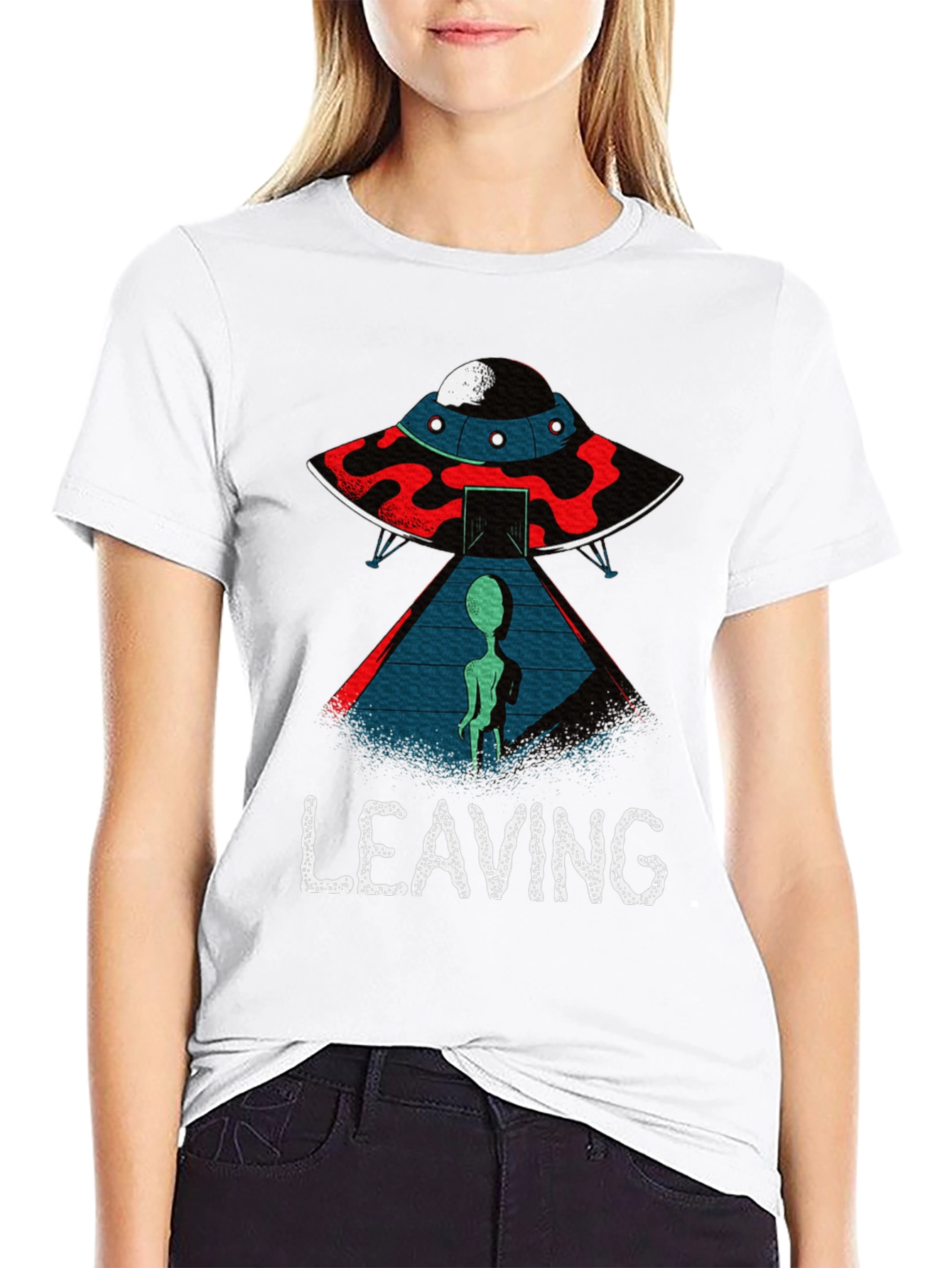 Alien UFO Leaving Graphic T-Shirt