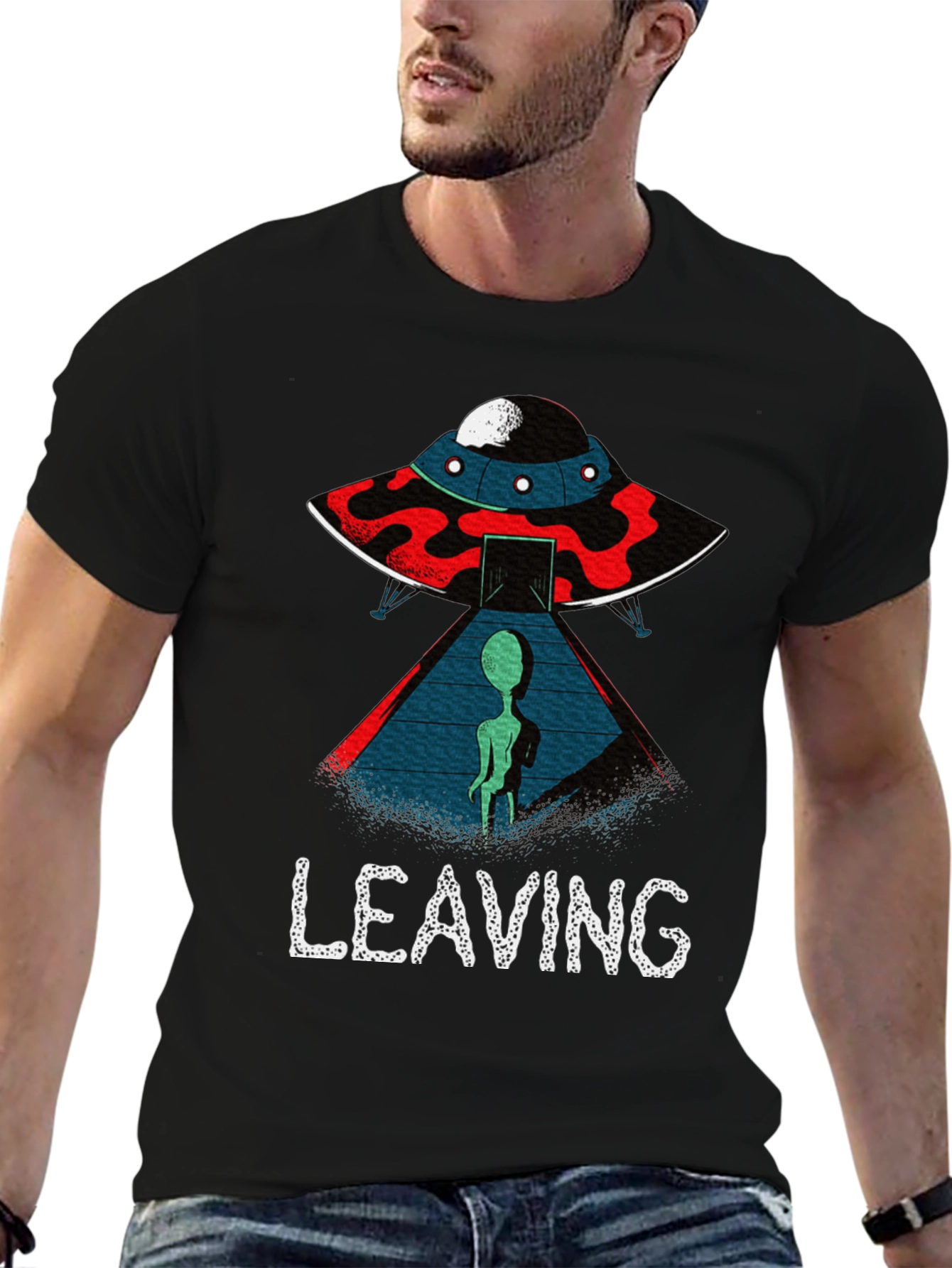 Alien UFO Leaving Graphic T-Shirt