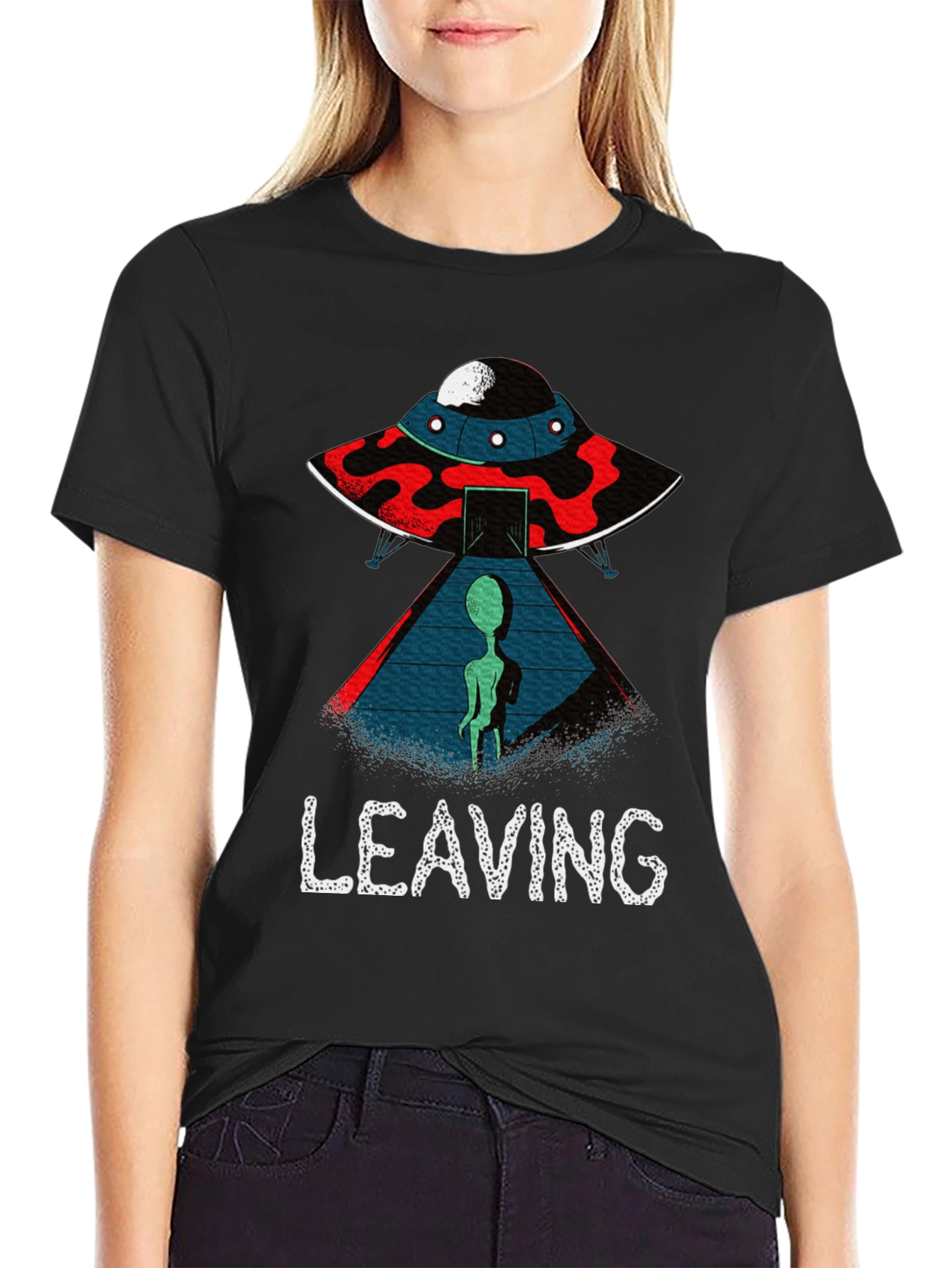 Alien UFO Leaving Graphic T-Shirt
