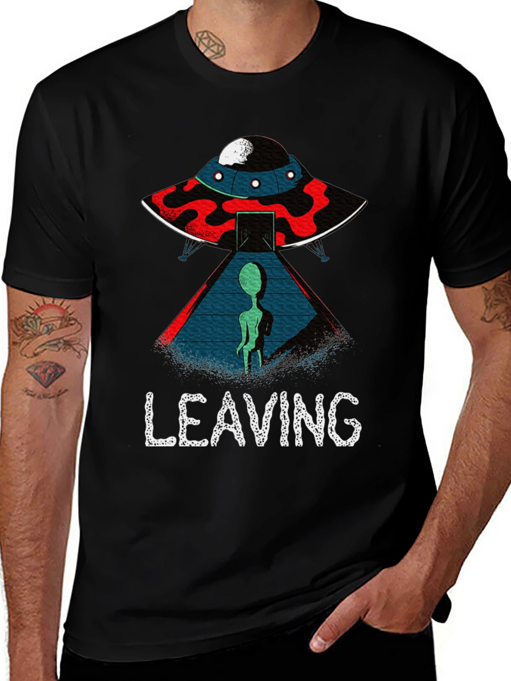 Alien UFO Leaving Graphic T-Shirt
