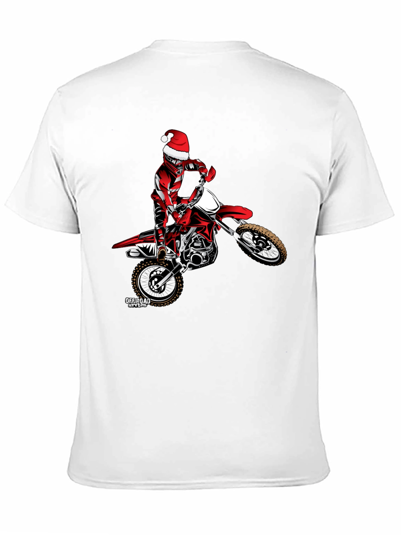 Santa Motocross Rider Black T-Shirt