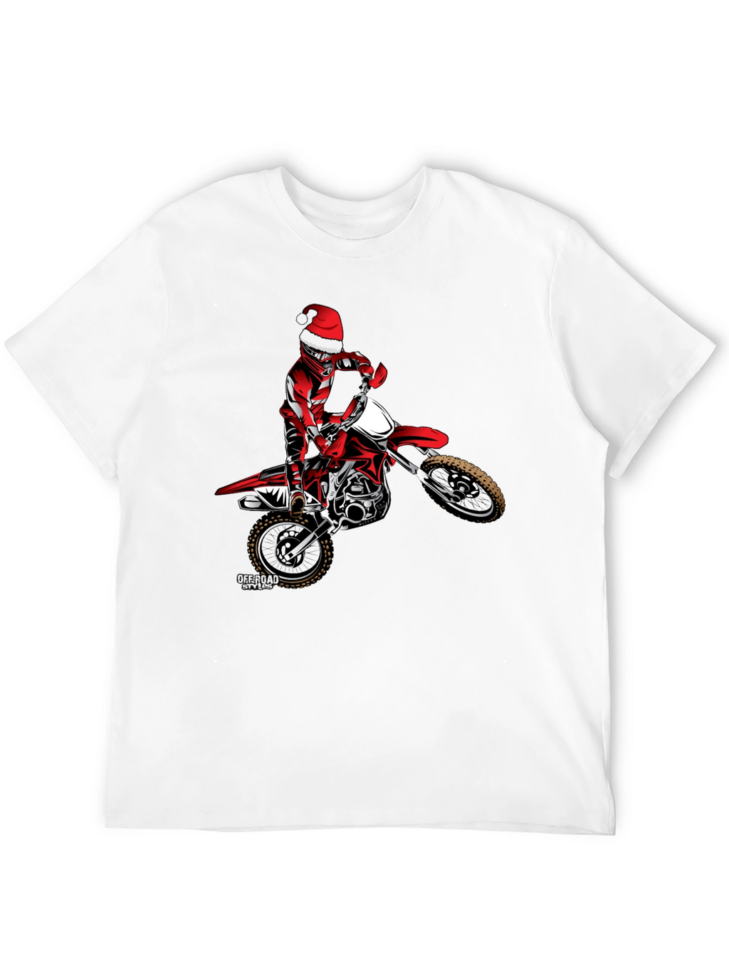 Santa Motocross Rider Black T-Shirt