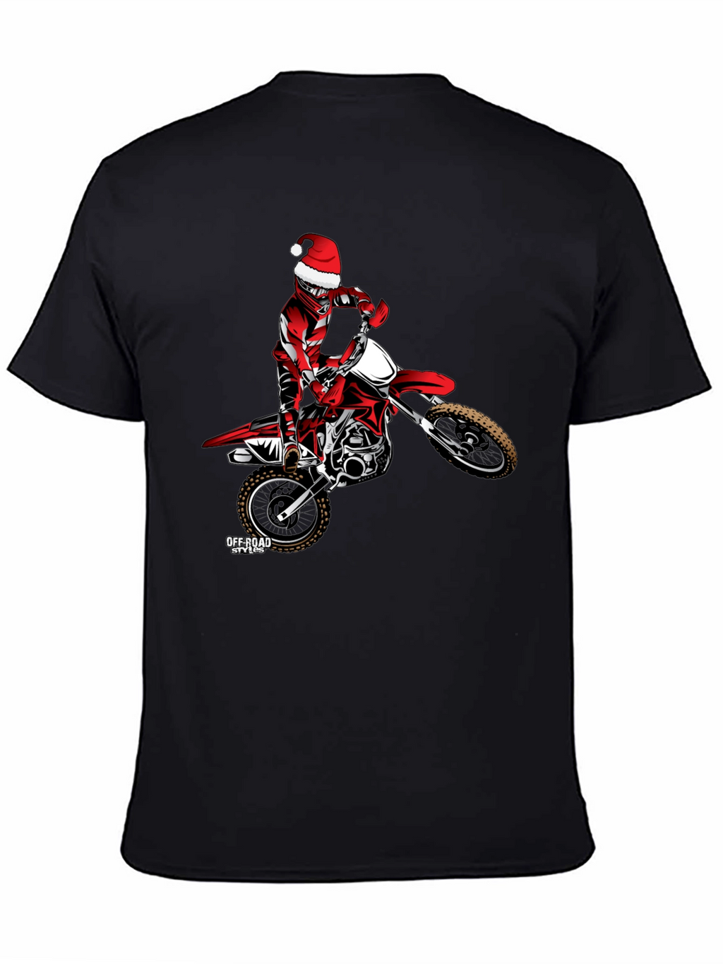 Santa Motocross Rider Black T-Shirt