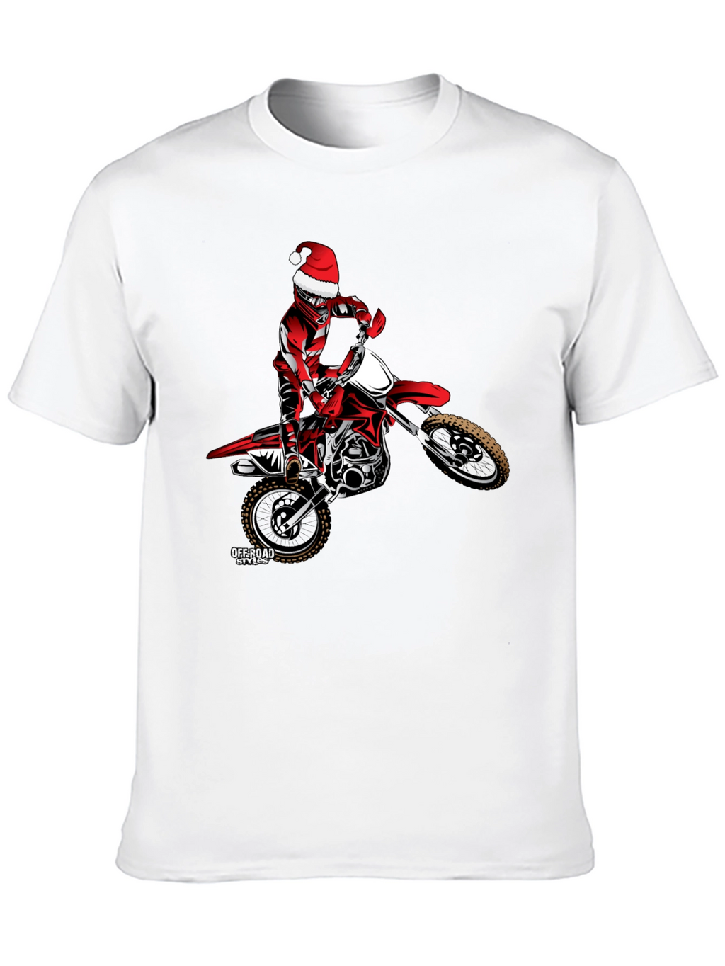 Santa Motocross Rider Black T-Shirt