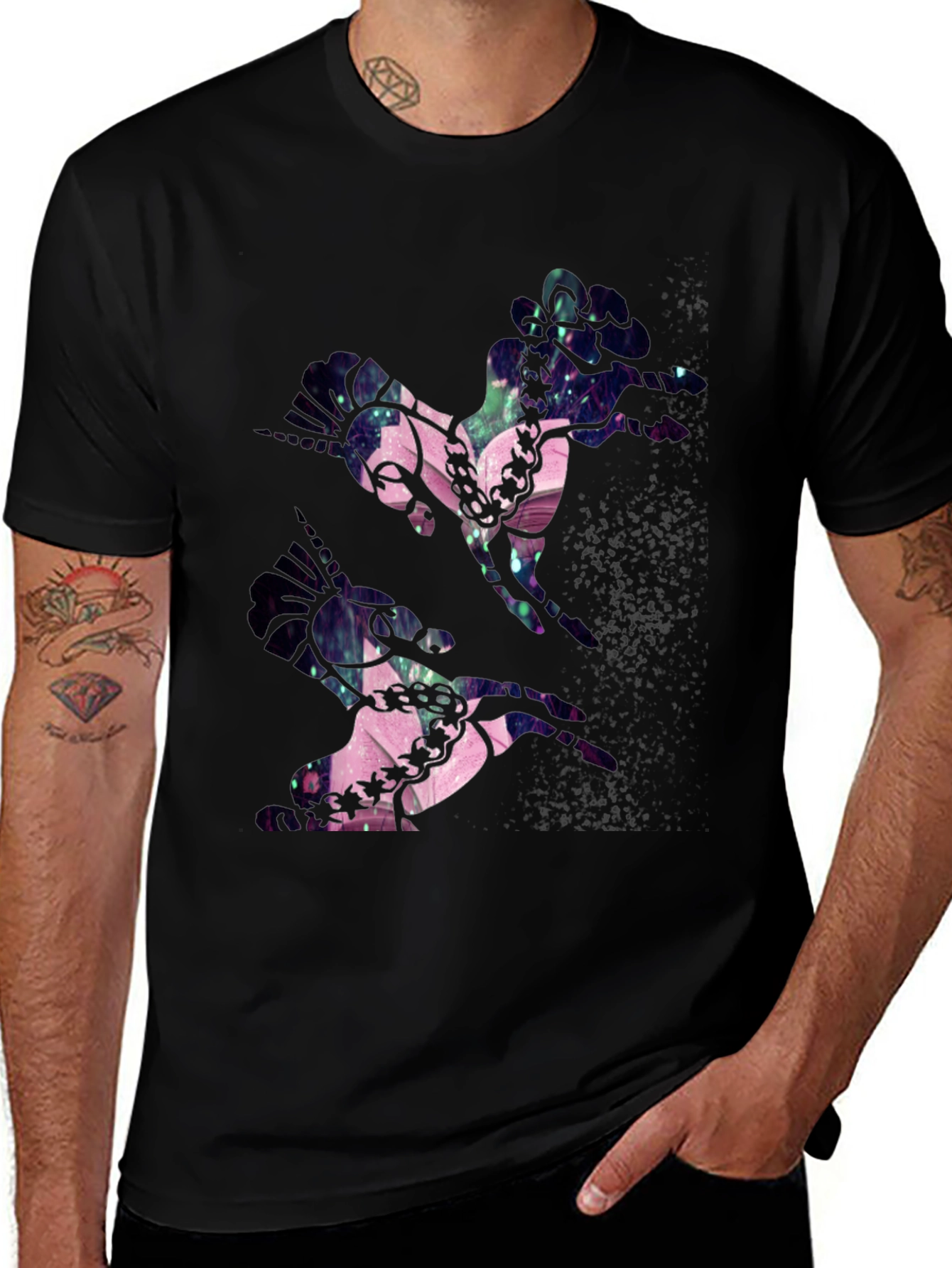 Abstract Unicorn Black T-Shirt