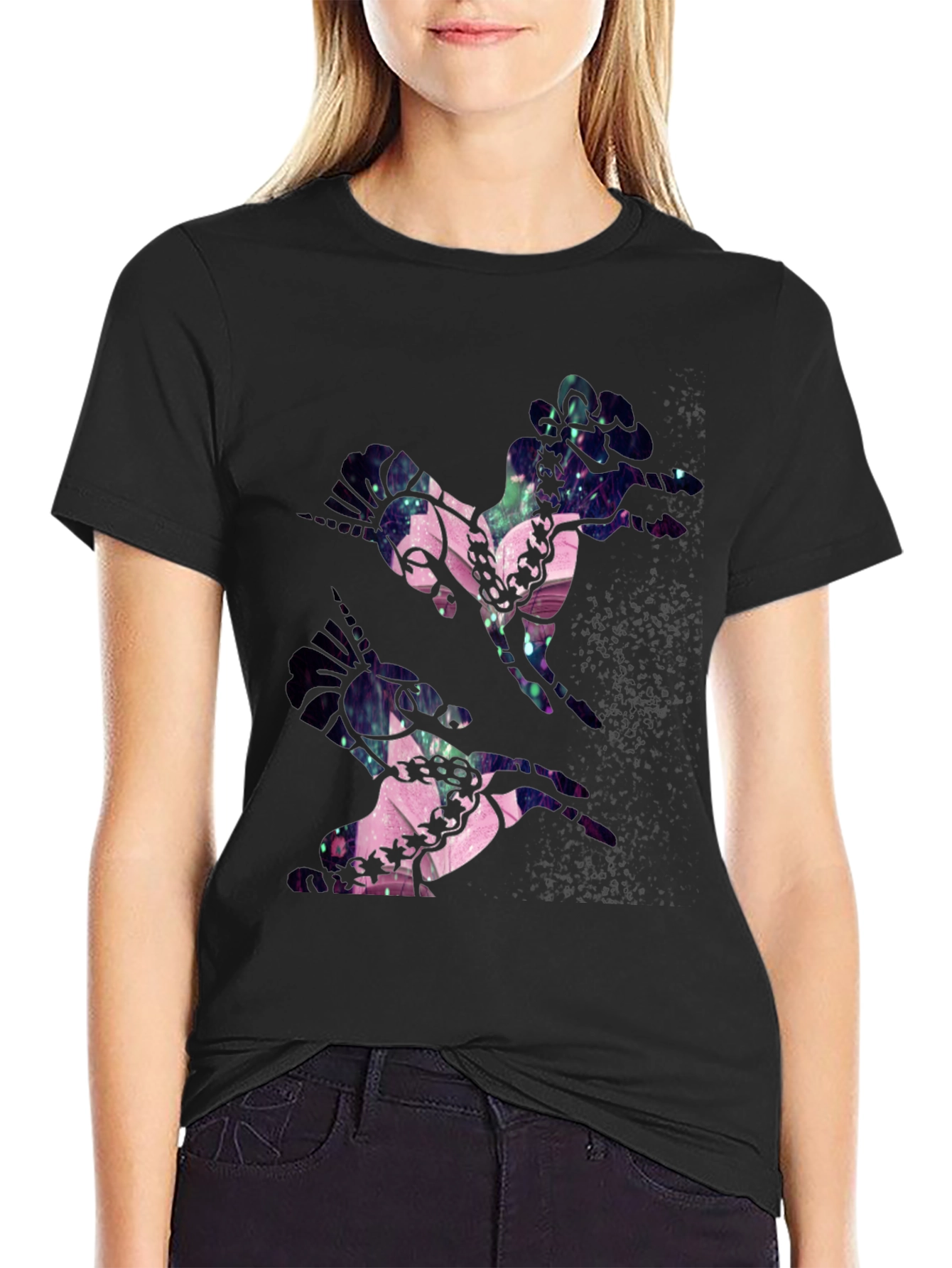 Abstract Unicorn Black T-Shirt