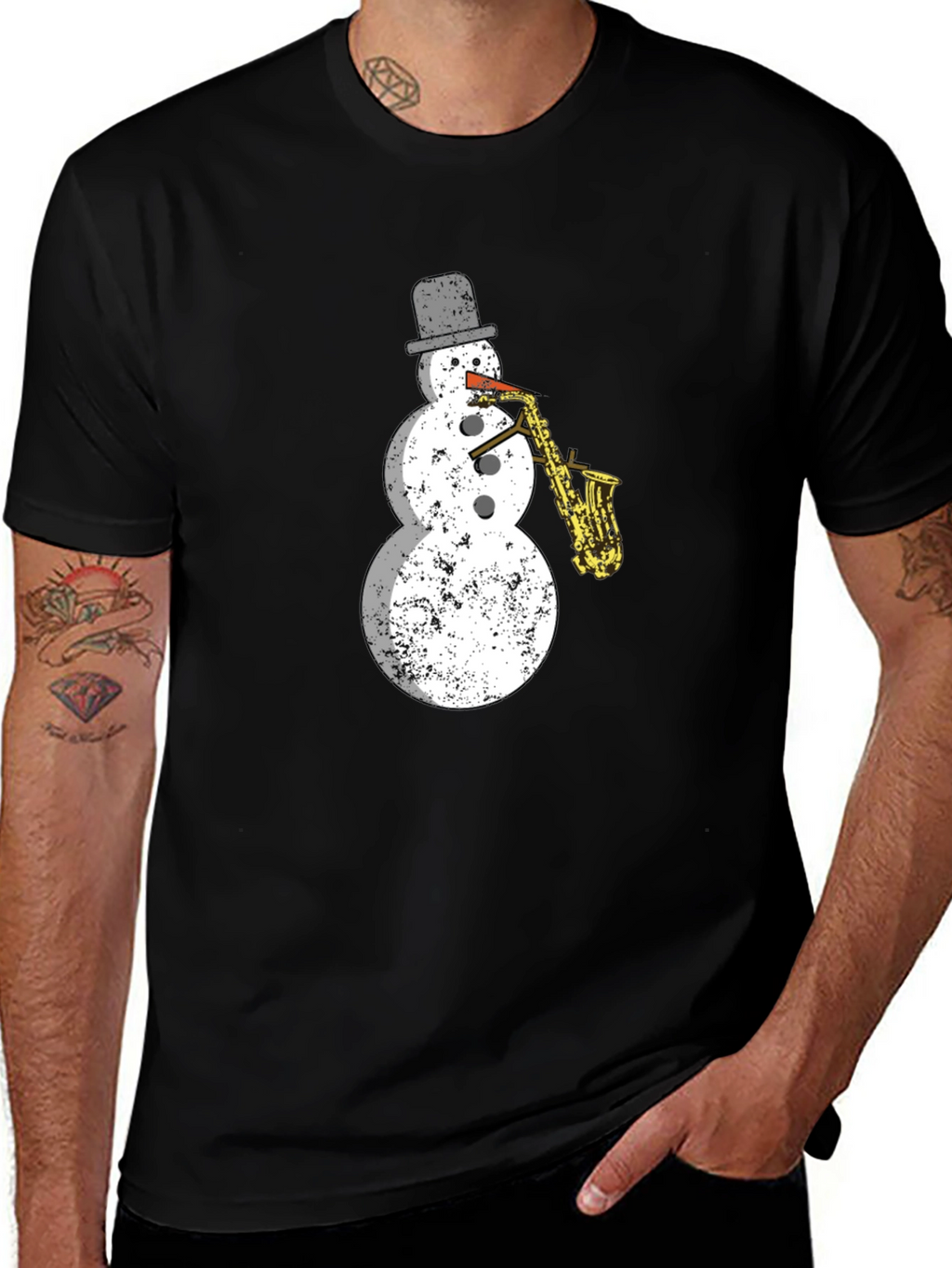 Snowman Saxophone T-Shirt - Holiday Cool!