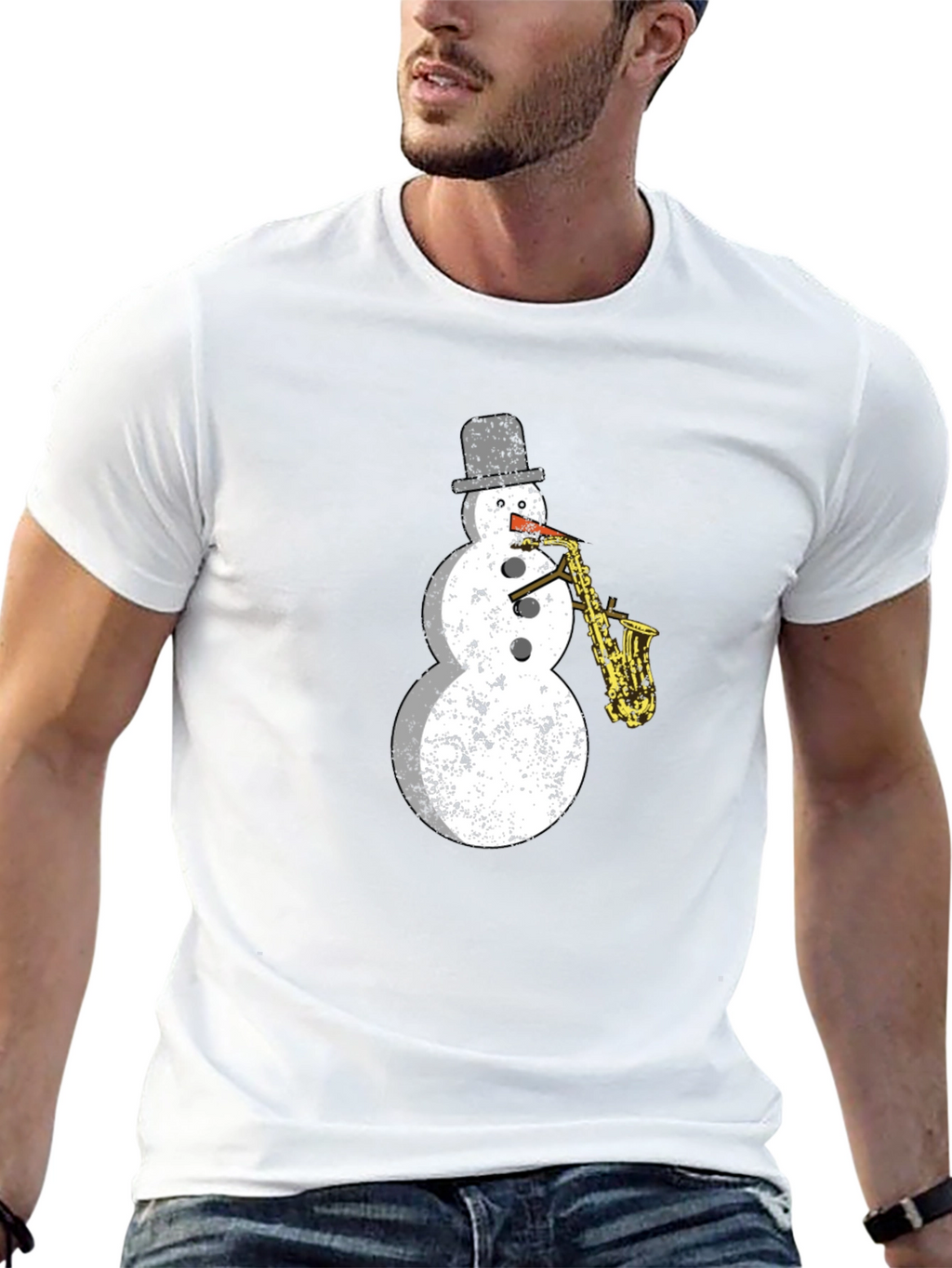 Snowman Saxophone T-Shirt - Holiday Cool!