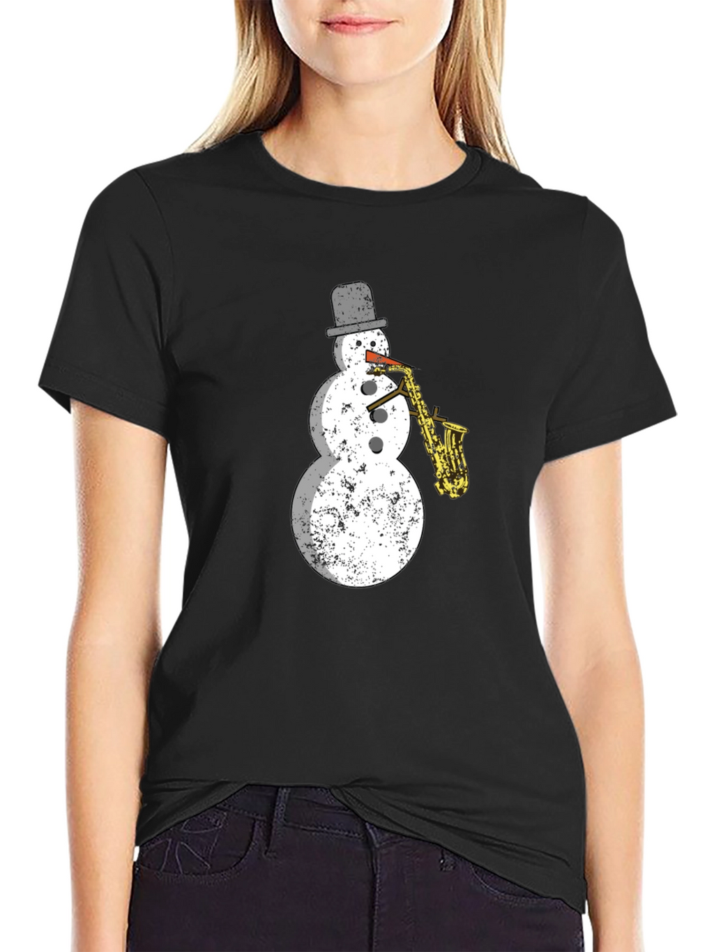 Snowman Saxophone T-Shirt - Holiday Cool!