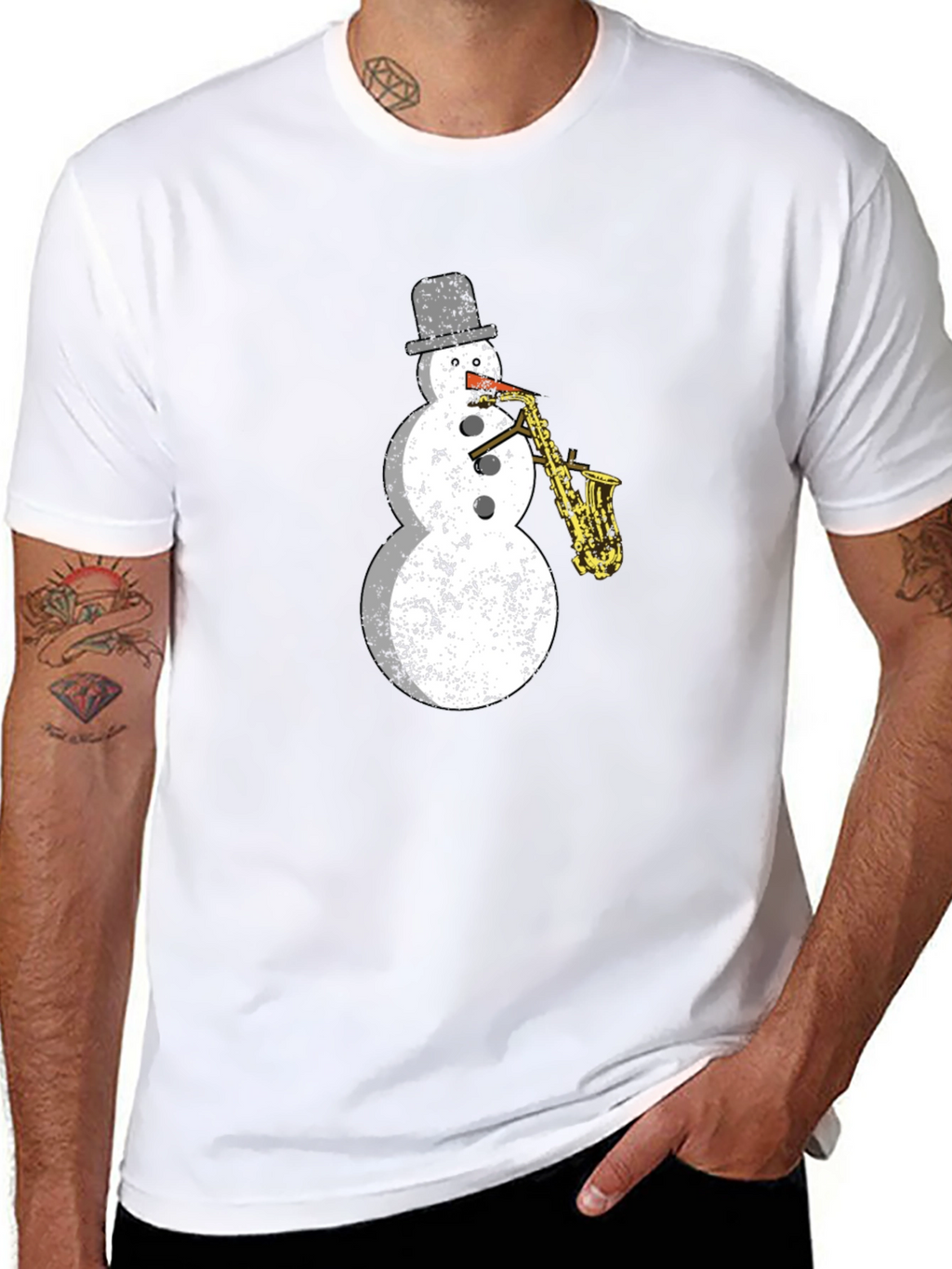 Snowman Saxophone T-Shirt - Holiday Cool!