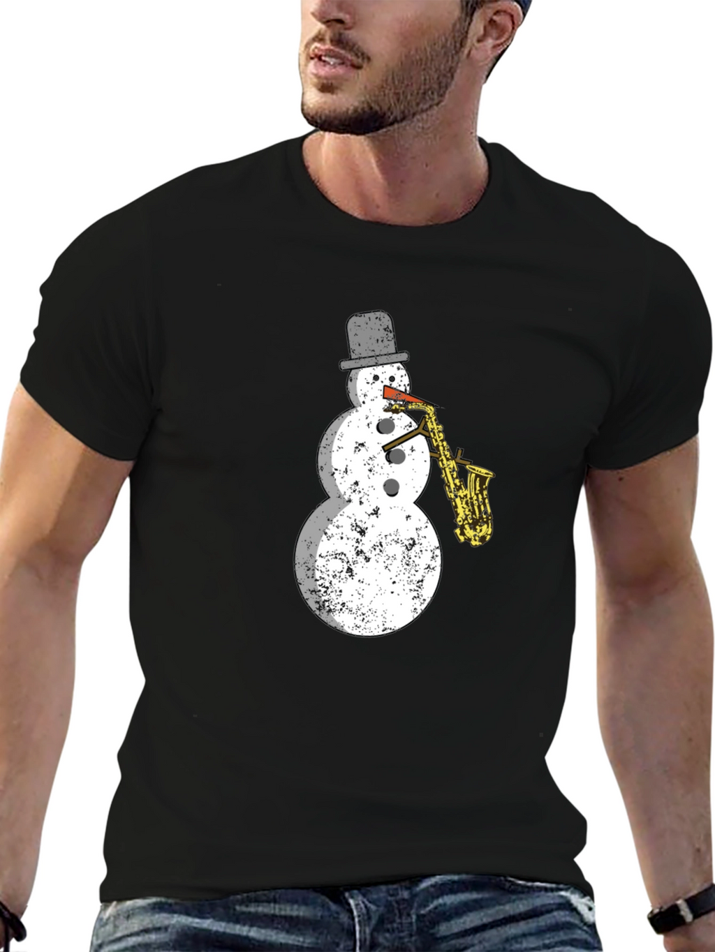 Snowman Saxophone T-Shirt - Holiday Cool!