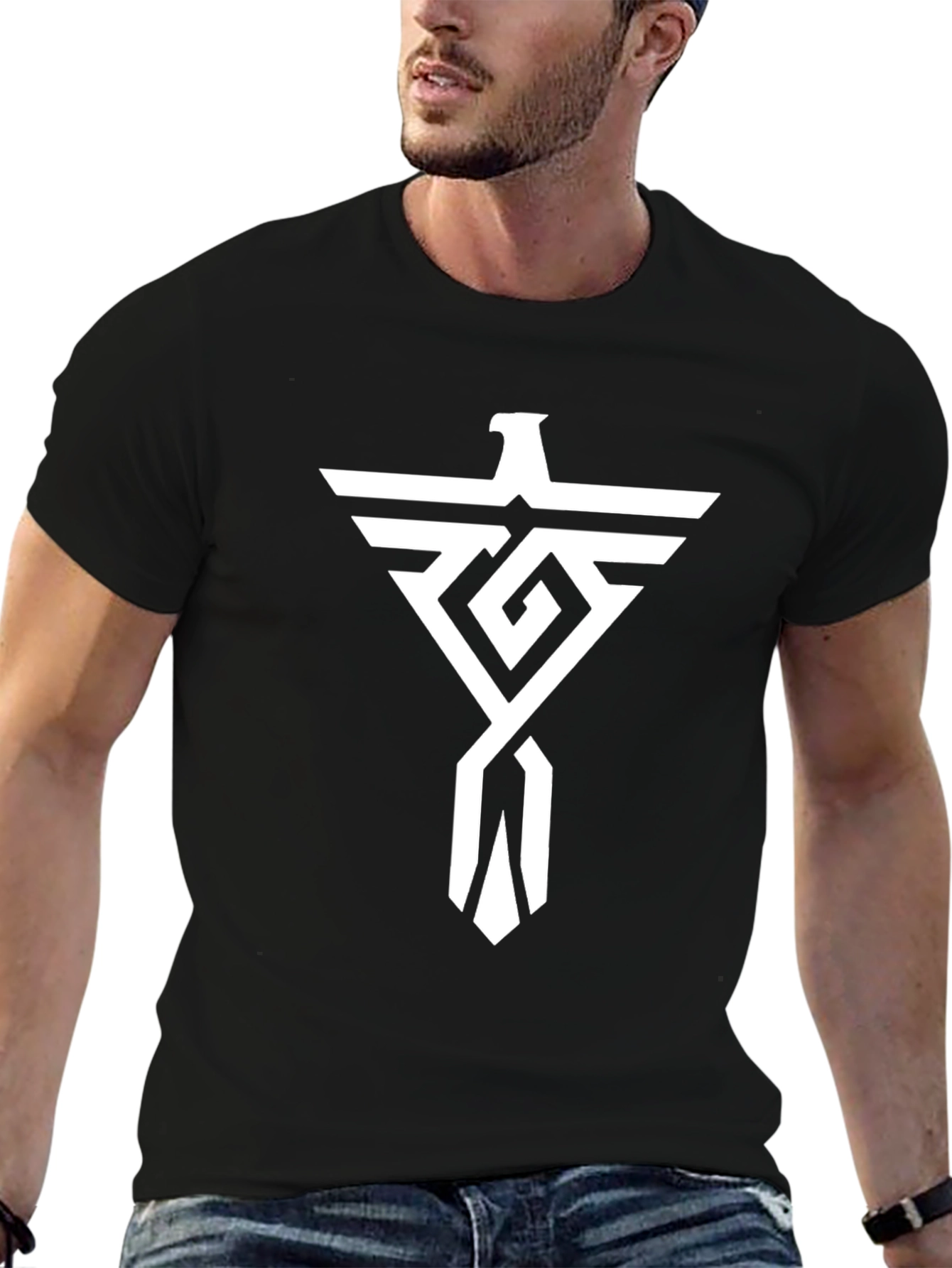 Stylish Graphic Tee - Black Cotton Blend