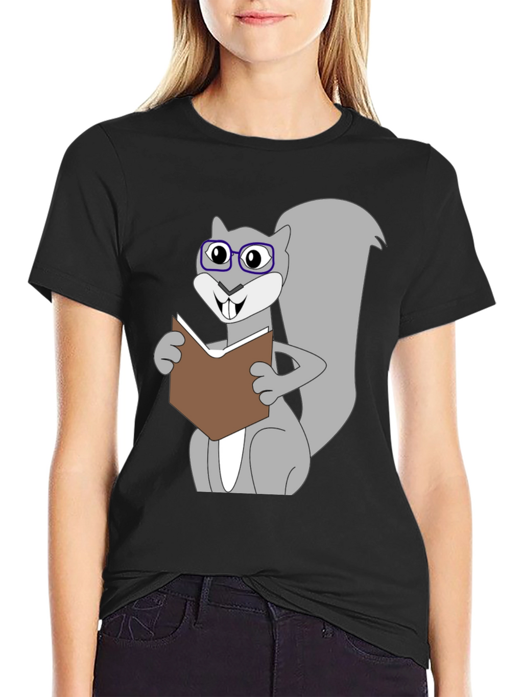 Funny Squirrel Reading Book Graphic T-Shirt