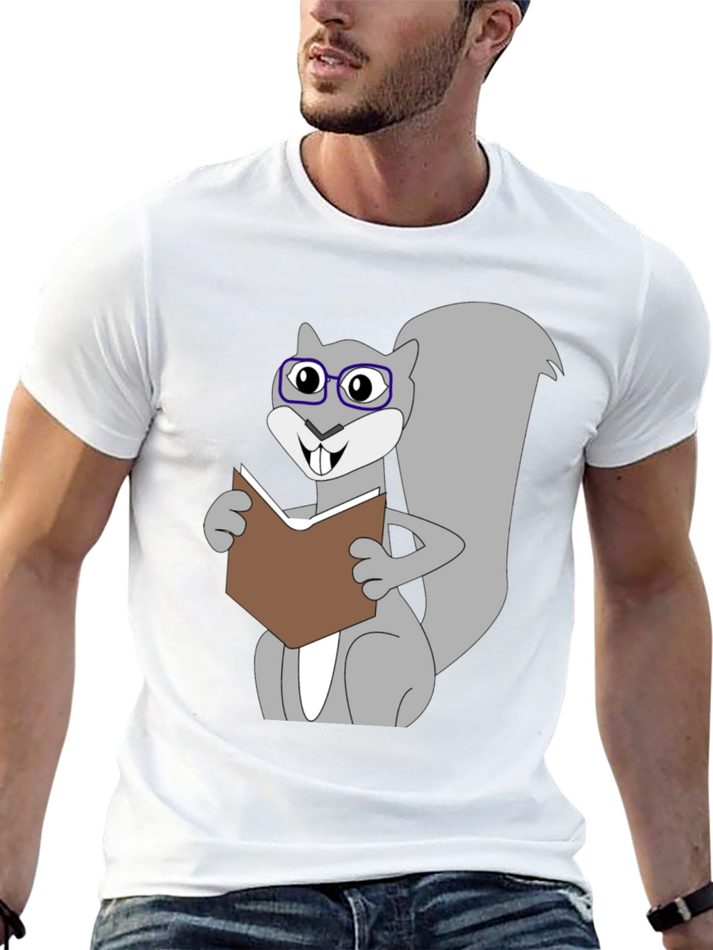 Funny Squirrel Reading Book Graphic T-Shirt
