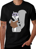 Funny Squirrel Reading Book Graphic T-Shirt