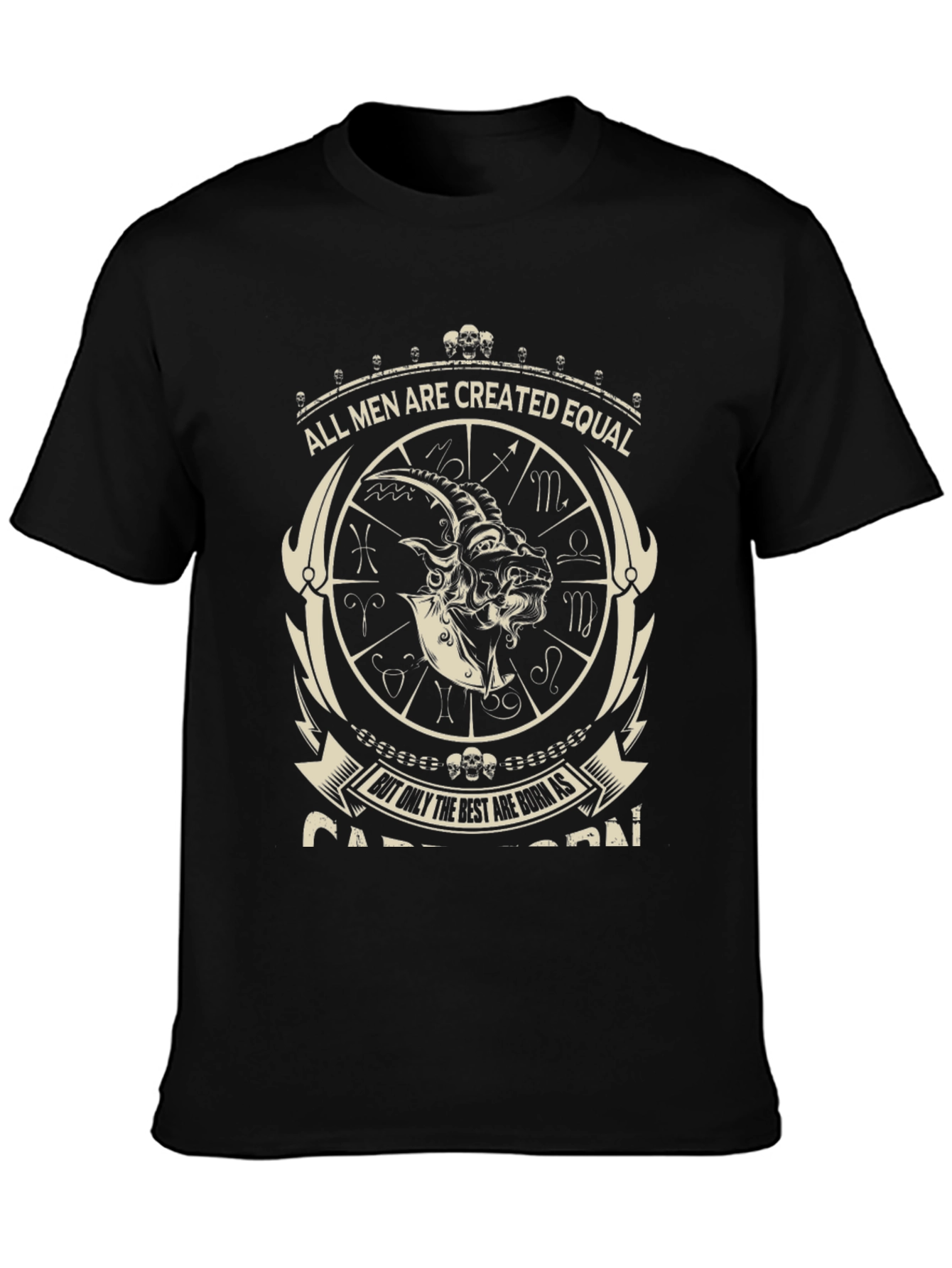 Capricorn Zodiac Sign Graphic Tee - Black