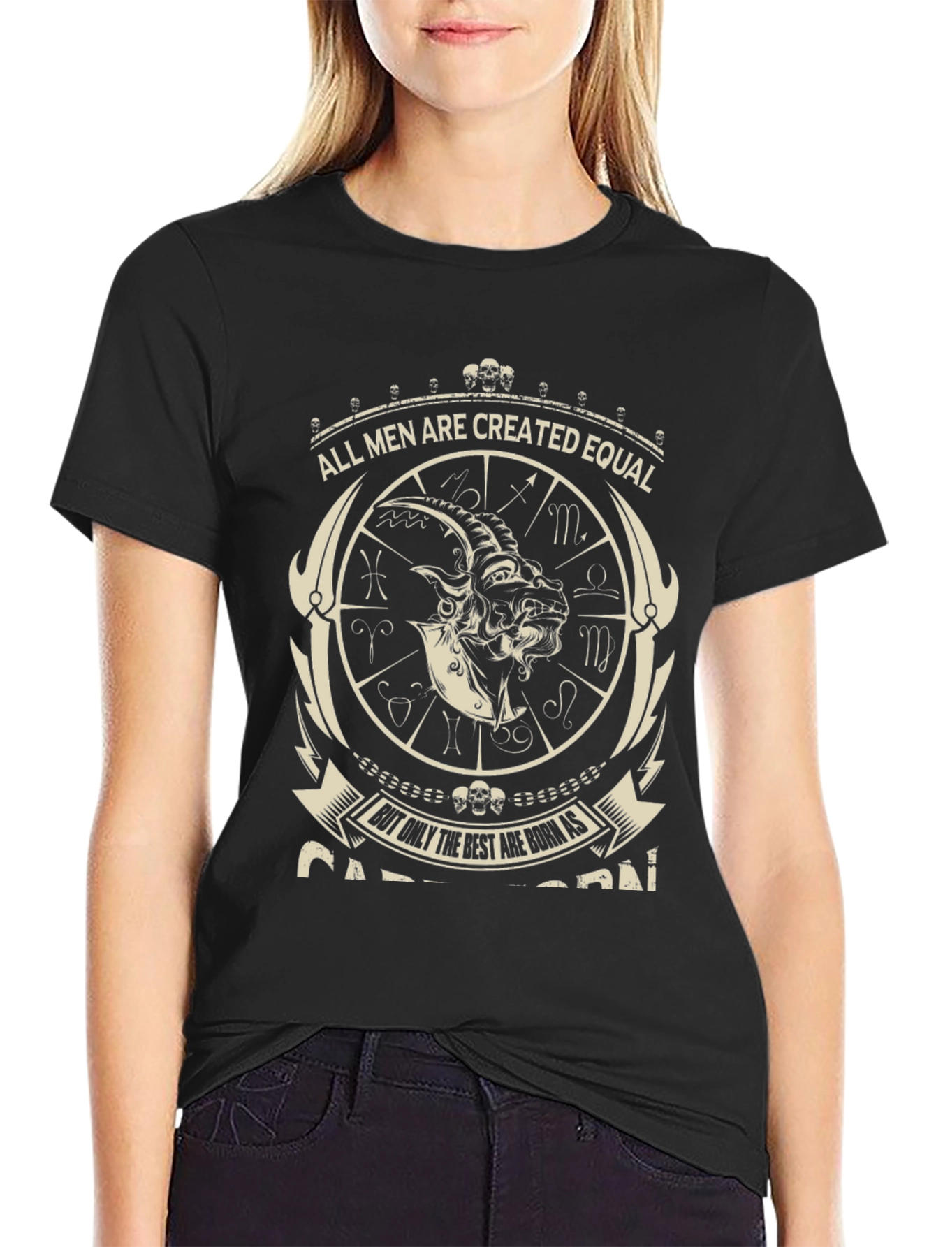 Capricorn Zodiac Sign Graphic Tee - Black