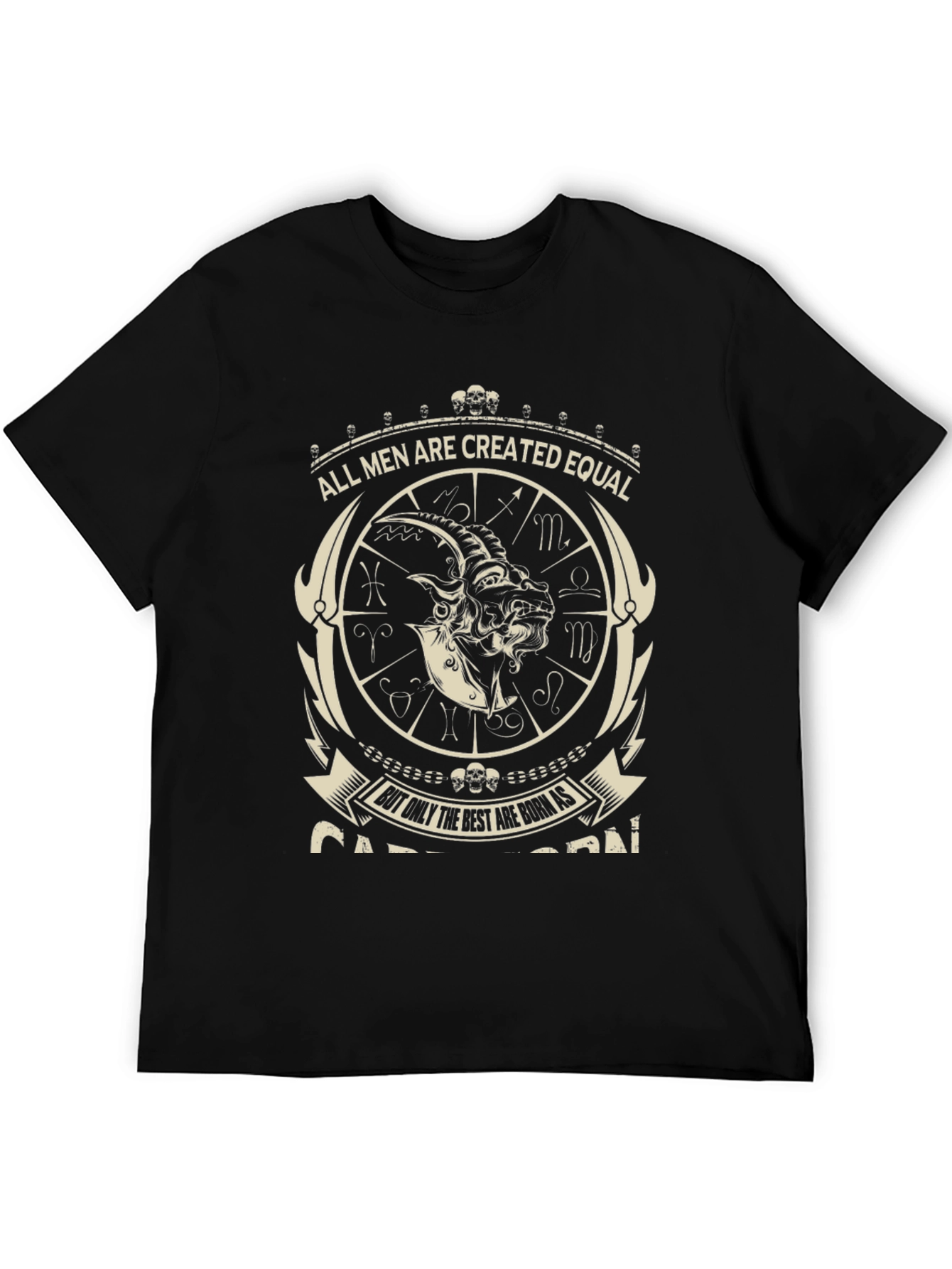 Capricorn Zodiac Sign Graphic Tee - Black