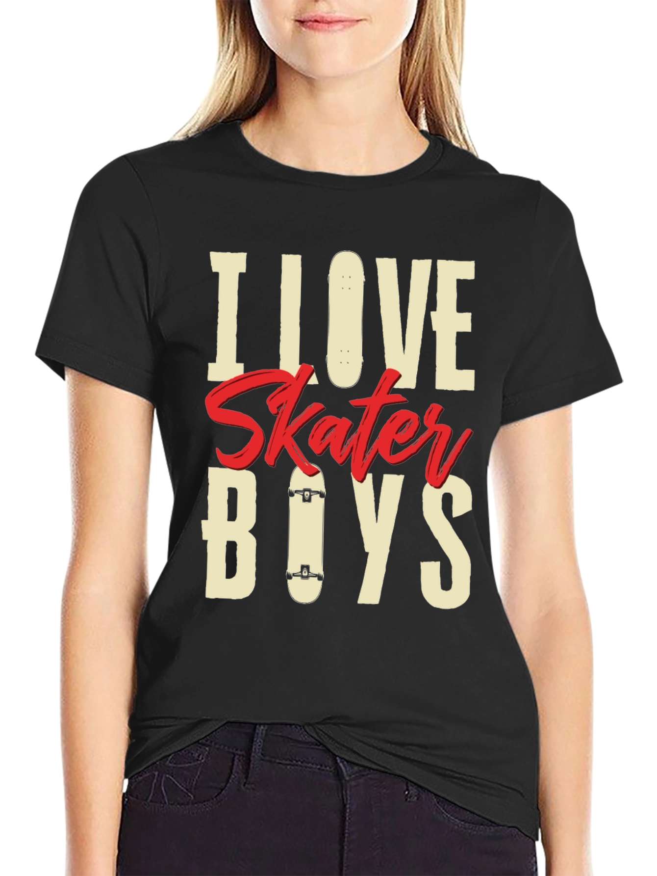 I Love Skater Boys Graphic Tee - Cool Skateboard Design