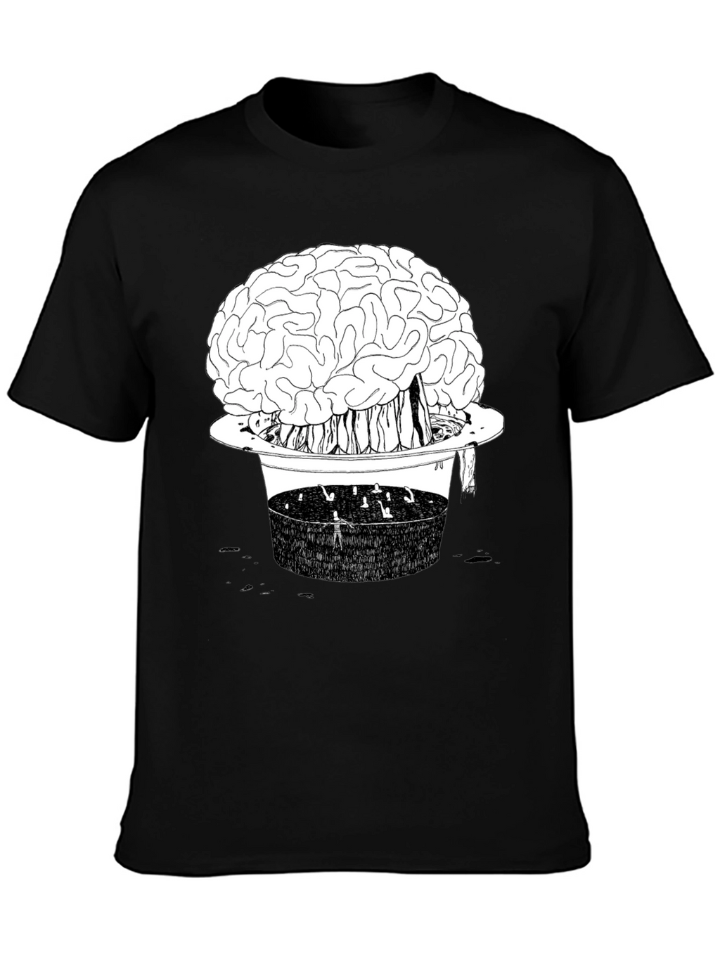 Brain in Hat Graphic T-Shirt - Unique Black Tee