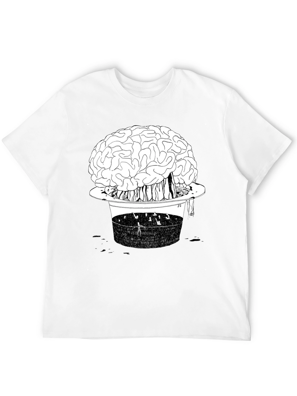 Brain in Hat Graphic T-Shirt - Unique Black Tee