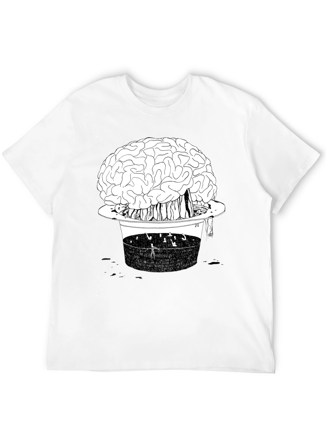 Brain in Hat Graphic T-Shirt - Unique Black Tee