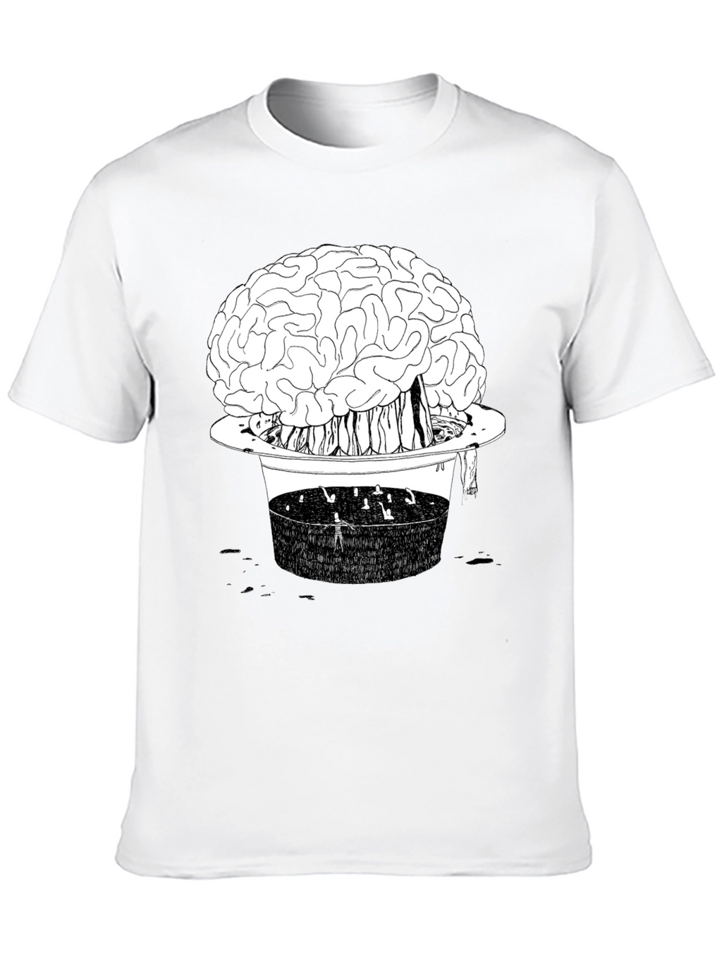 Brain in Hat Graphic T-Shirt - Unique Black Tee