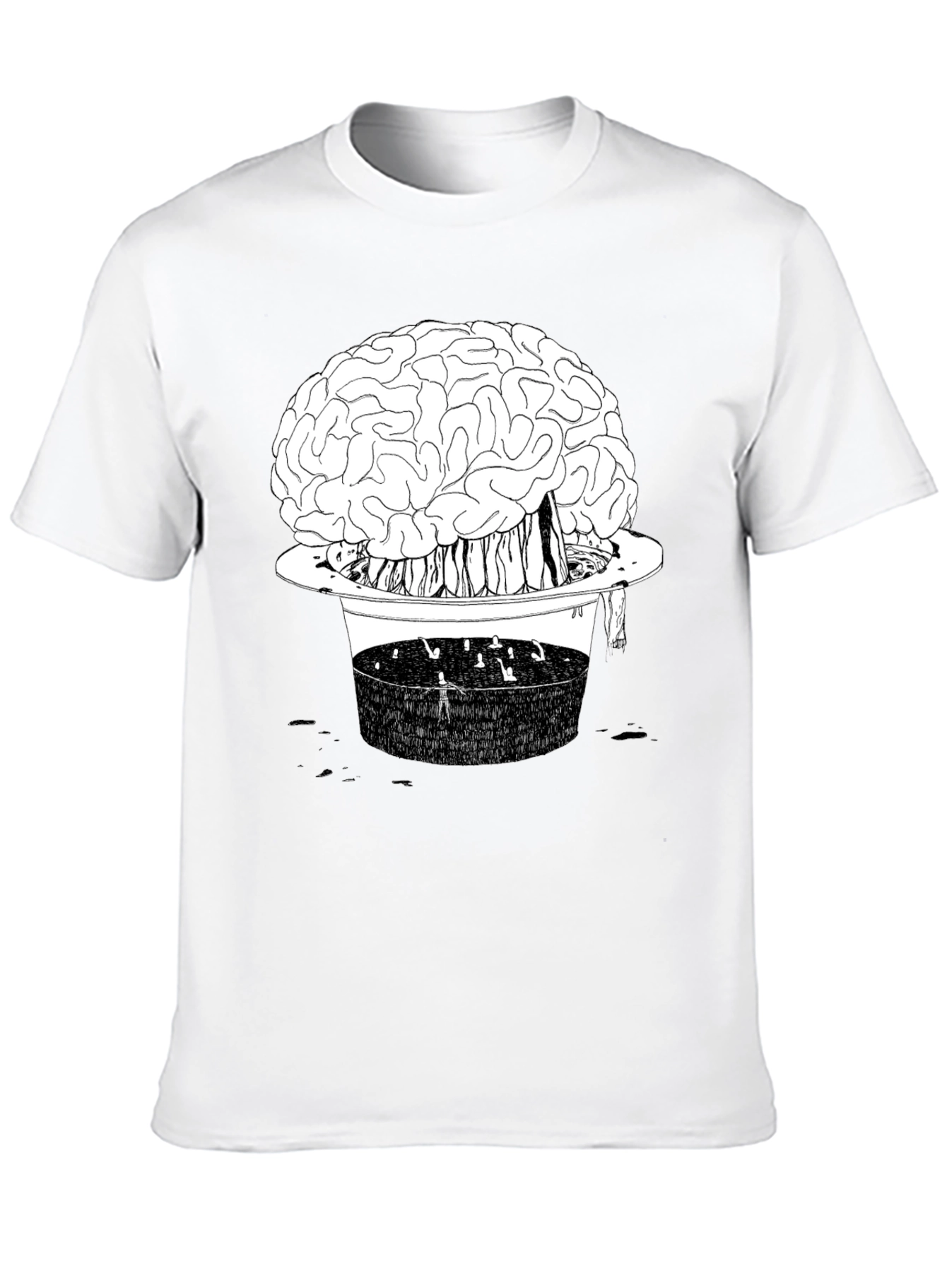 Brain in Hat Graphic T-Shirt - Unique Black Tee