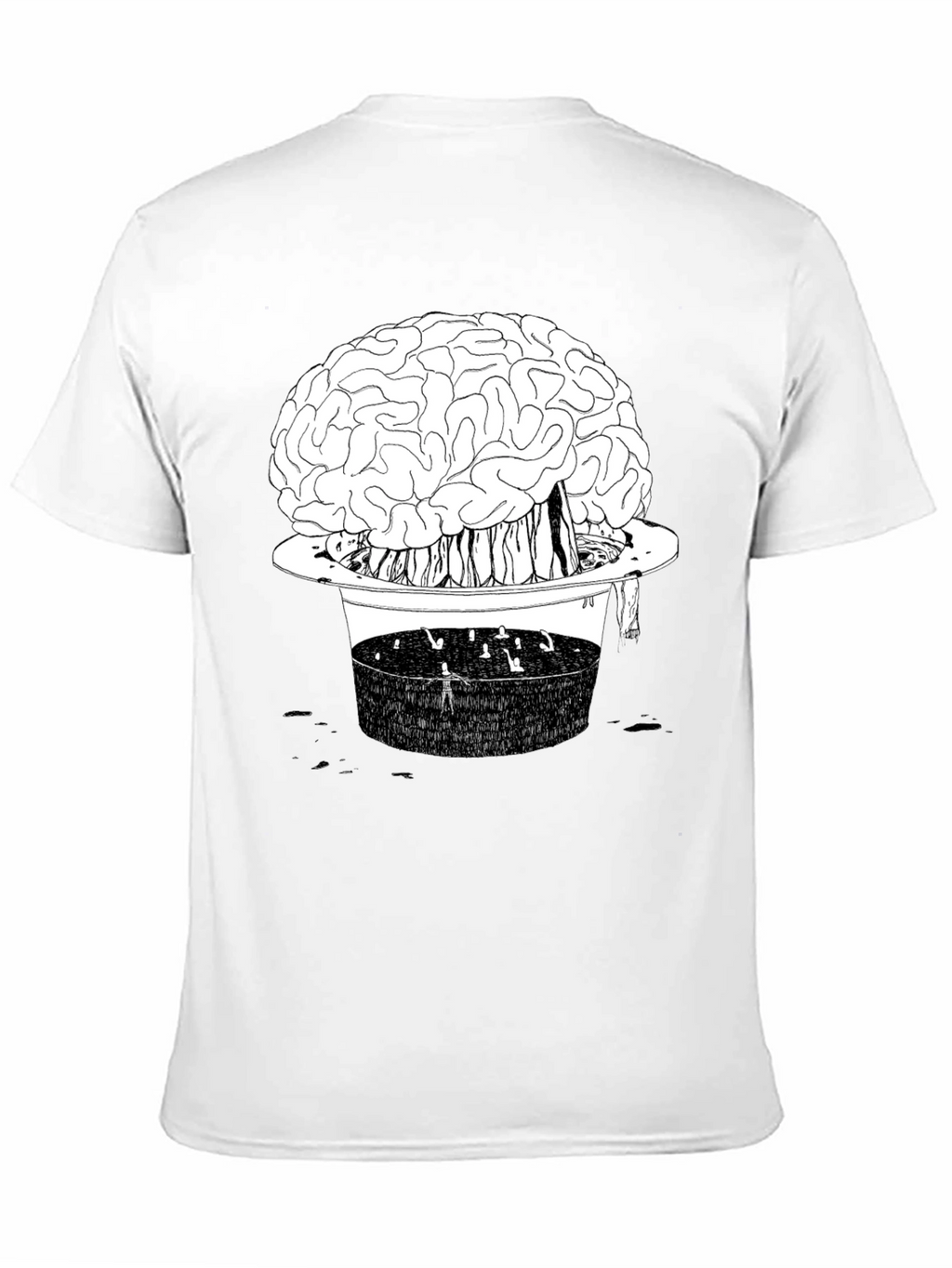 Brain in Hat Graphic T-Shirt - Unique Black Tee