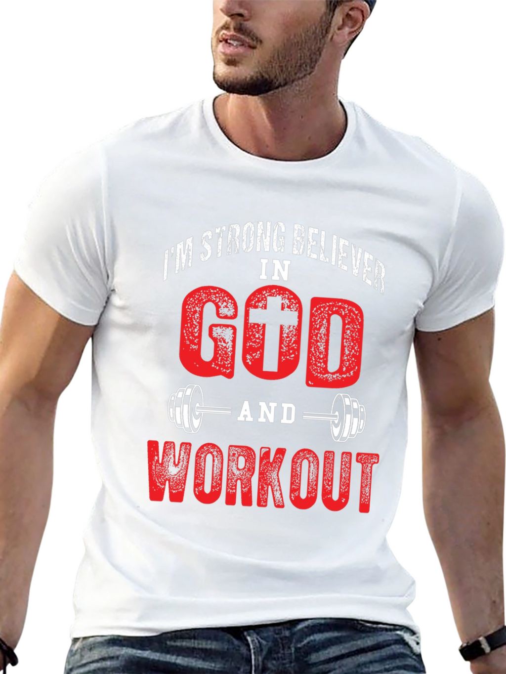 Strong Believer In God and Workout Black T-Shirt