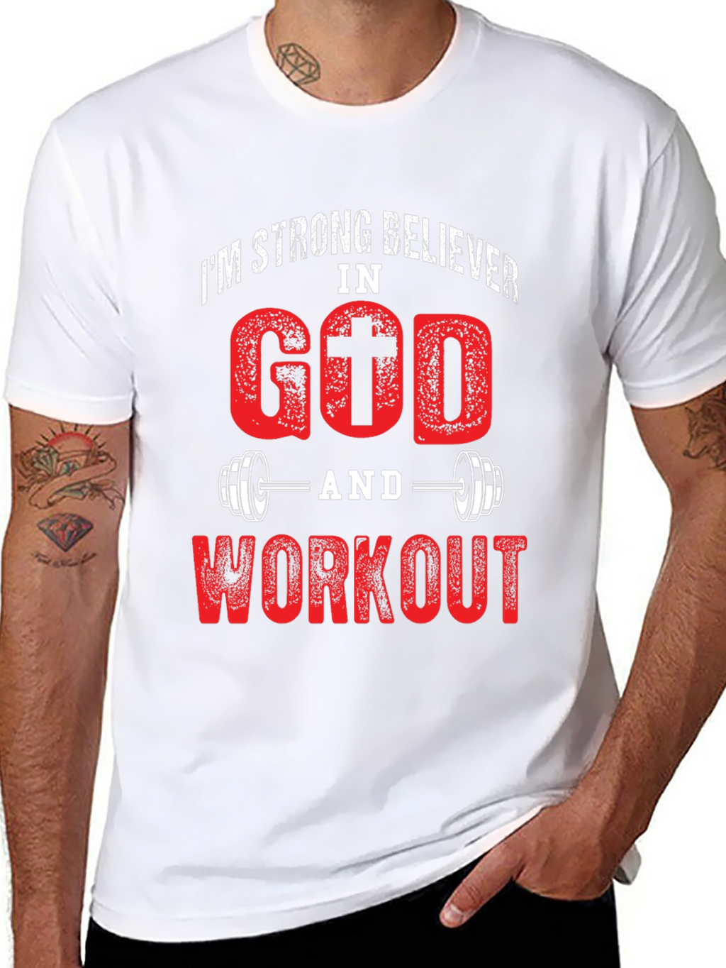 Strong Believer In God and Workout Black T-Shirt