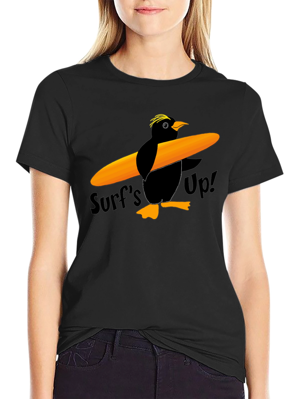 Surfs Up Penguin Graphic T-Shirt