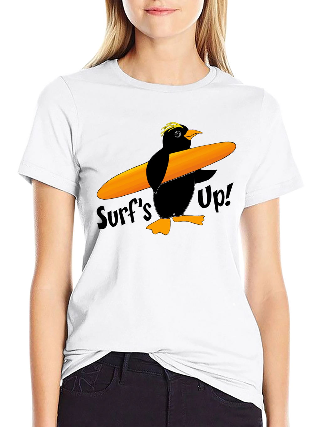 Surfs Up Penguin Graphic T-Shirt