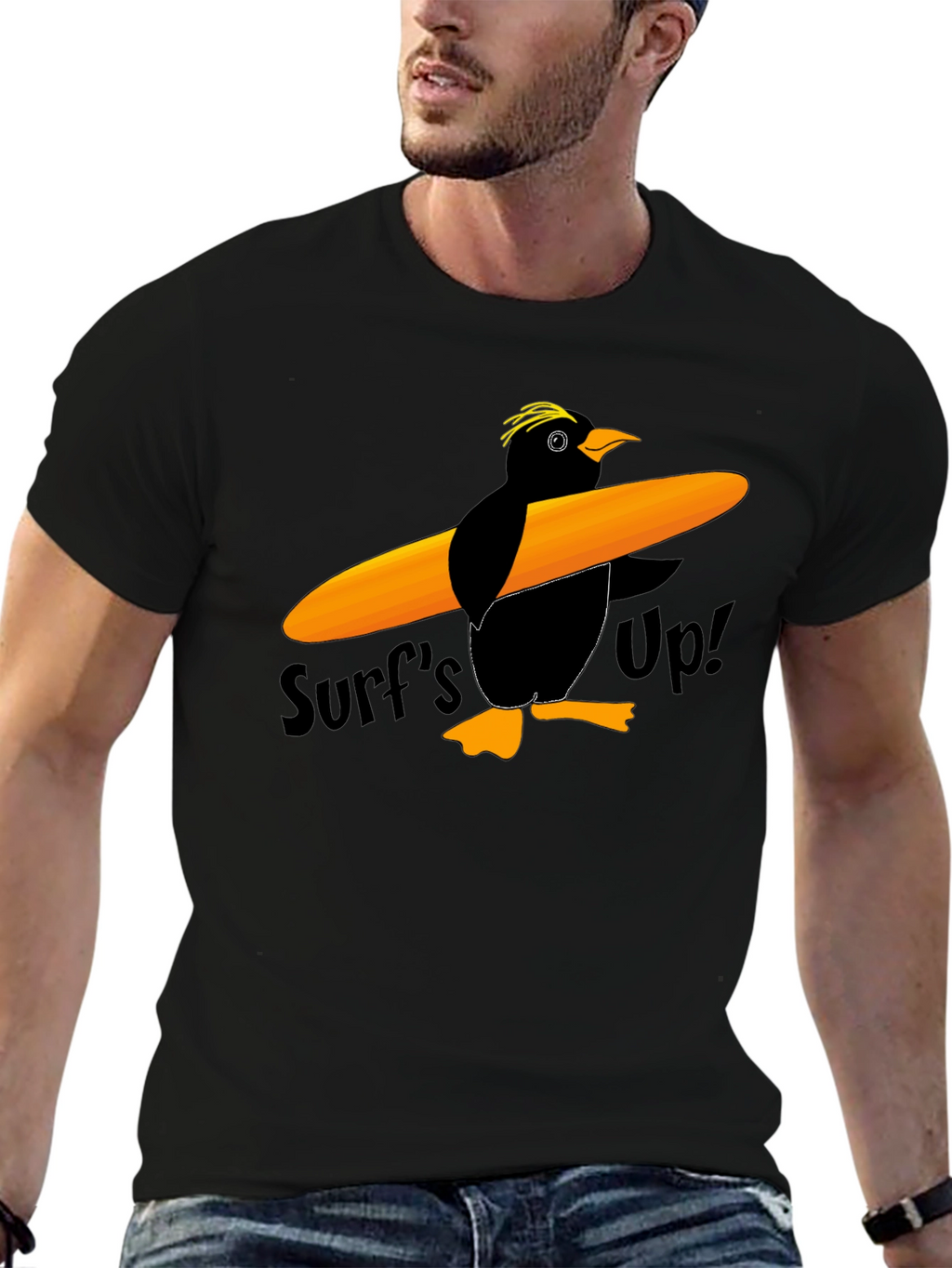 Surfs Up Penguin Graphic T-Shirt