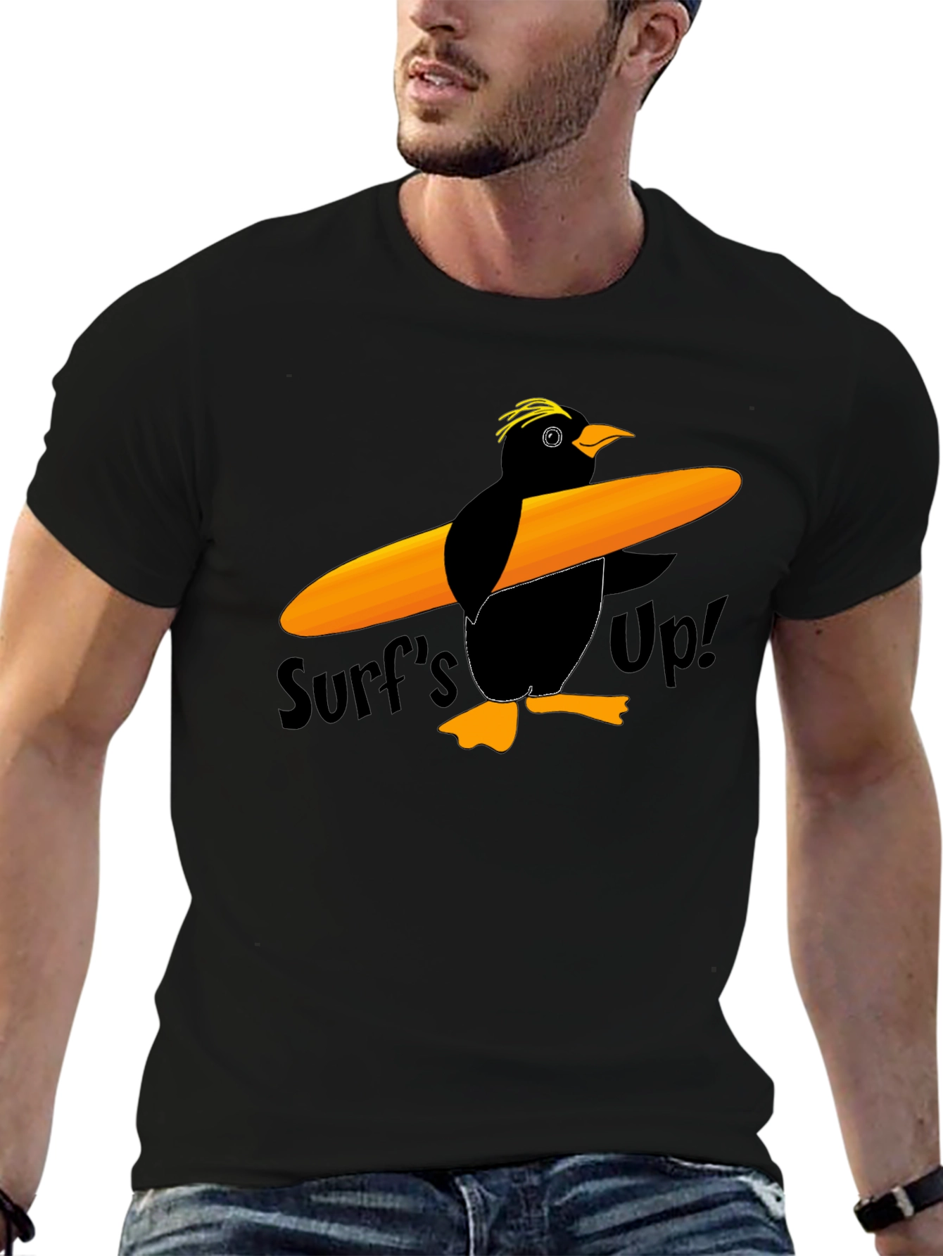 Surfs Up Penguin Graphic T-Shirt