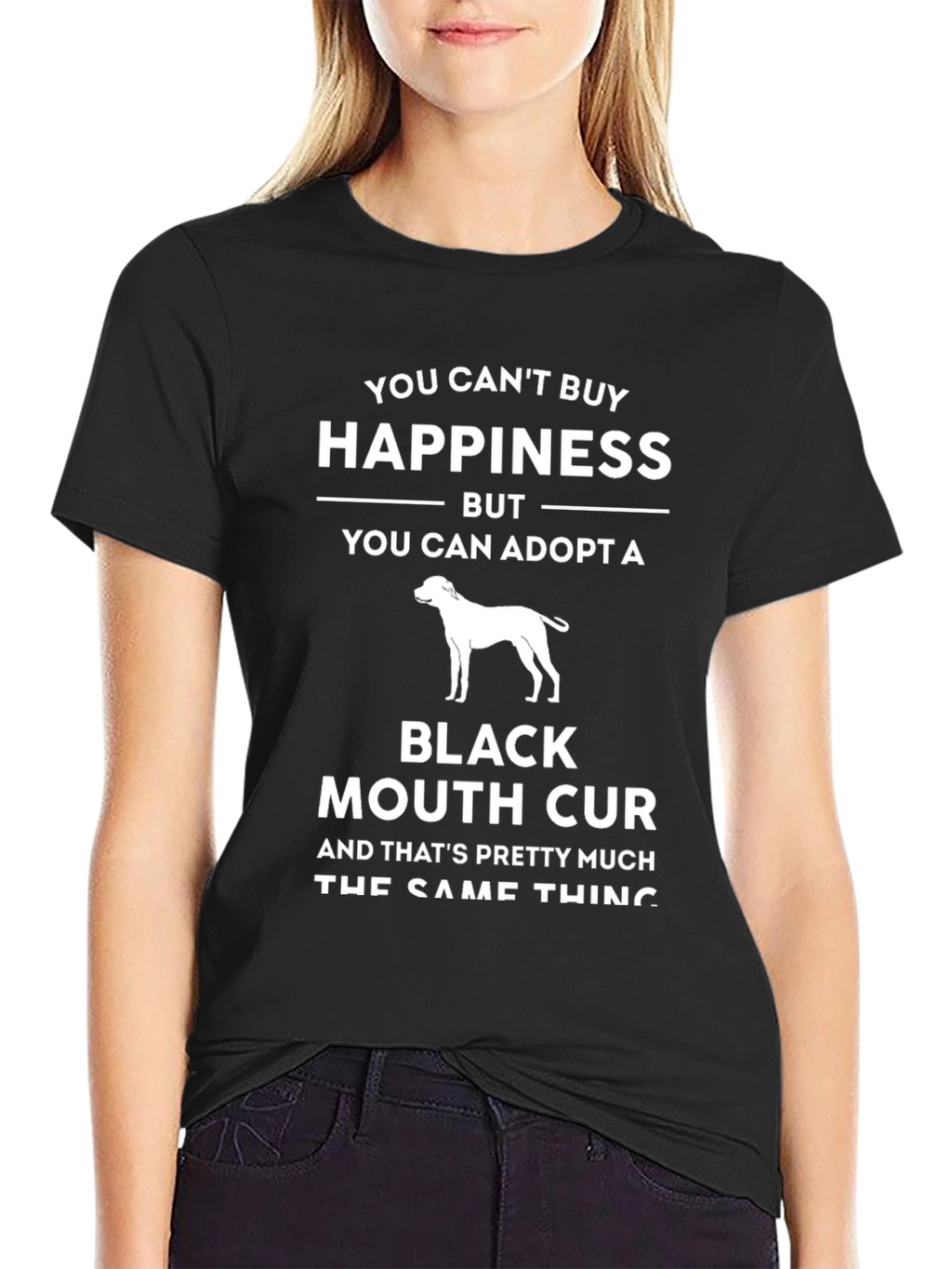 Black Mouth Cur T-Shirt - Adopt Happiness
