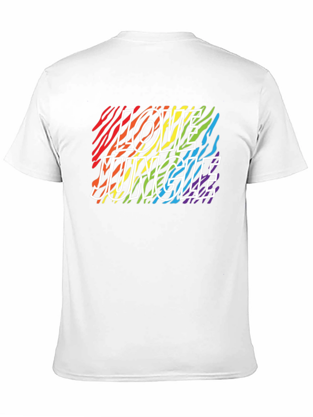 Love Jungle Rainbow Zebra Print Black T-Shirt