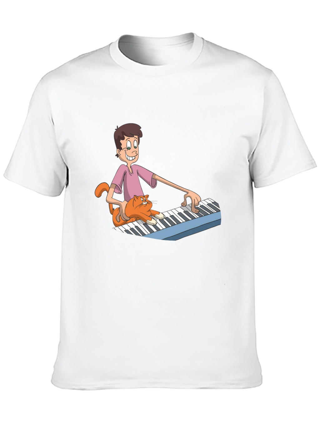 Mans Black Cartoon Musician T-Shirt