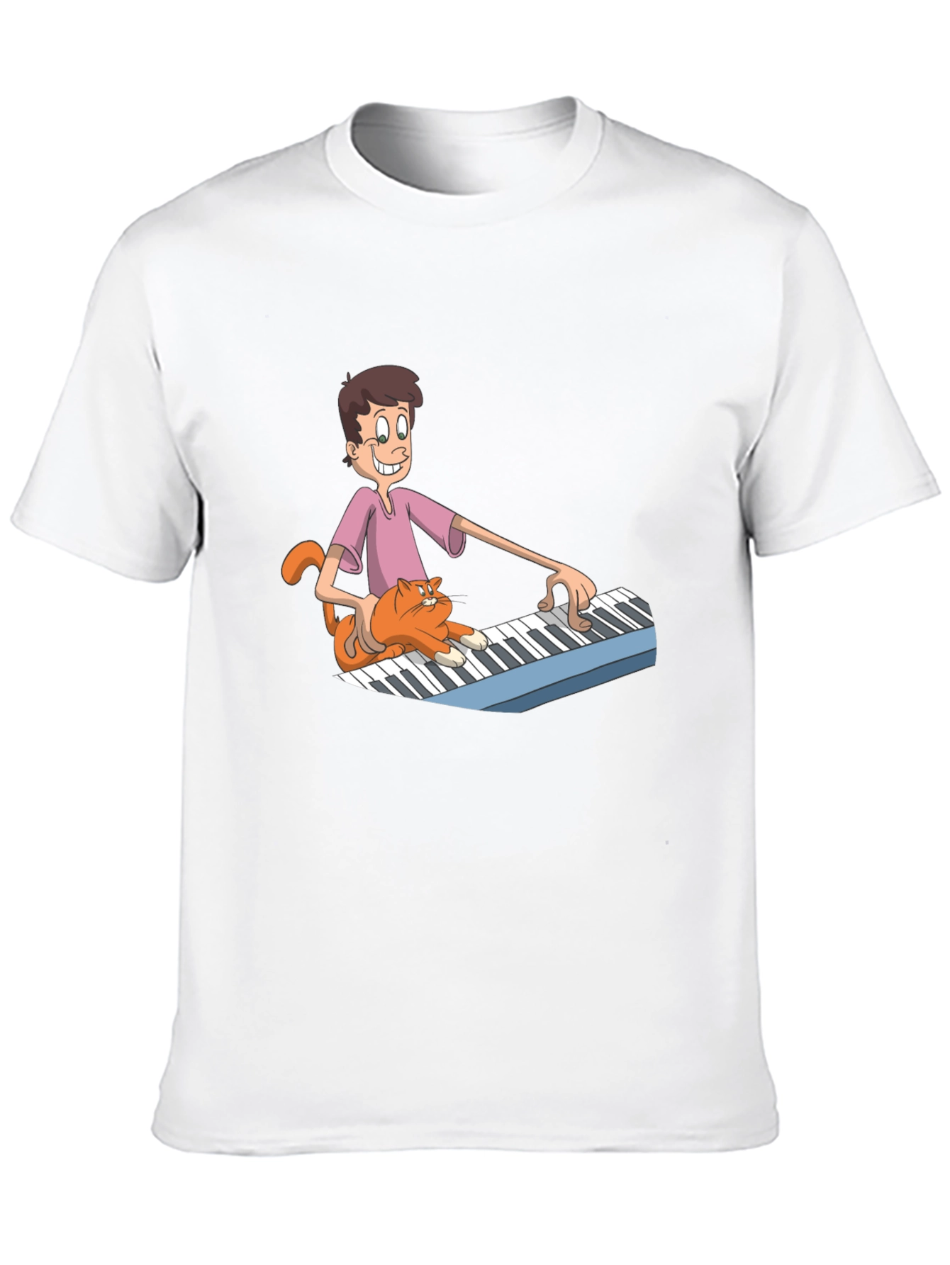 Mans Black Cartoon Musician T-Shirt